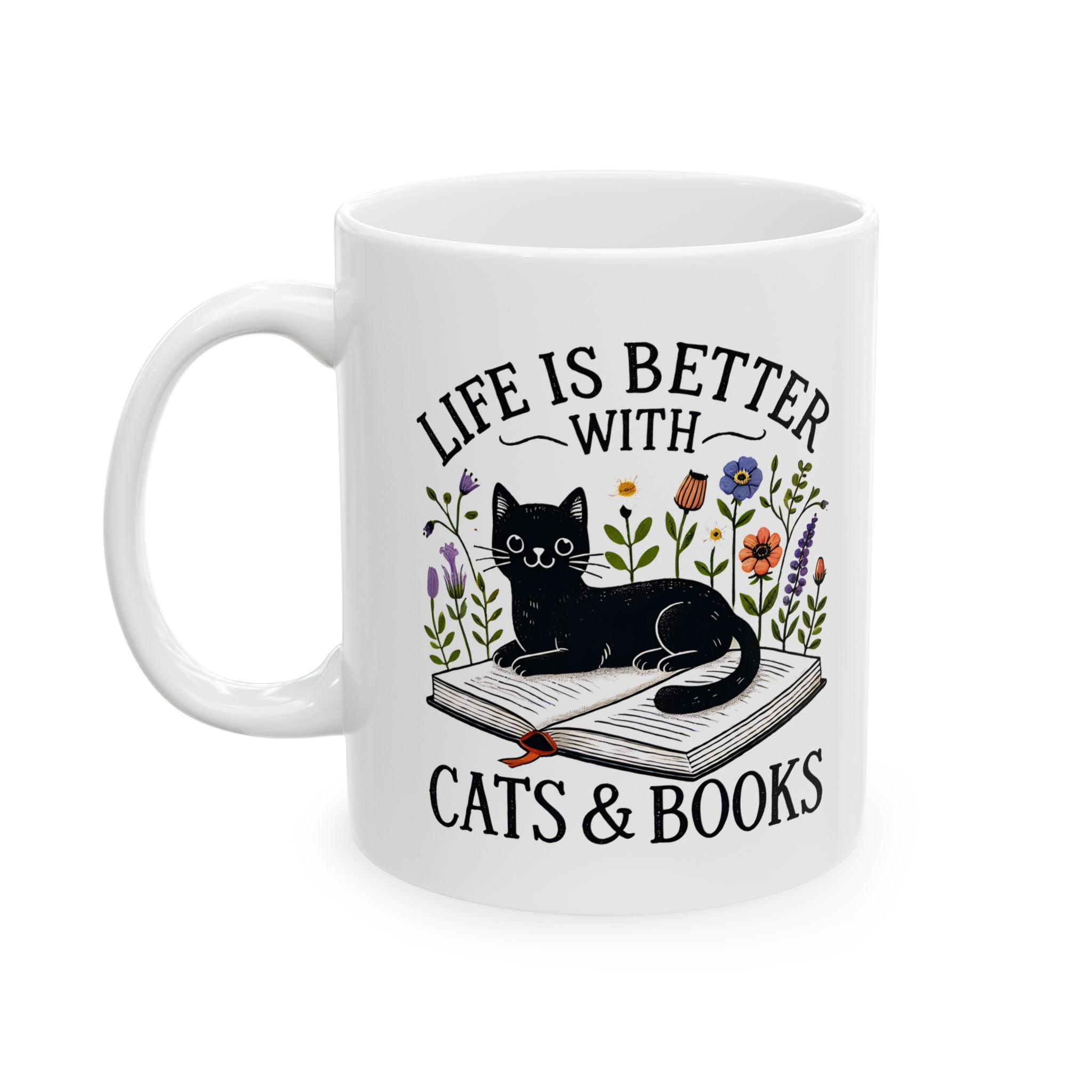 Cat Lover coffee Mug, Book Lover Gift, Cute Cat Mug, Cozy Tea Cup, Cat-Themed Coffee Mug, Reading Lover Gift