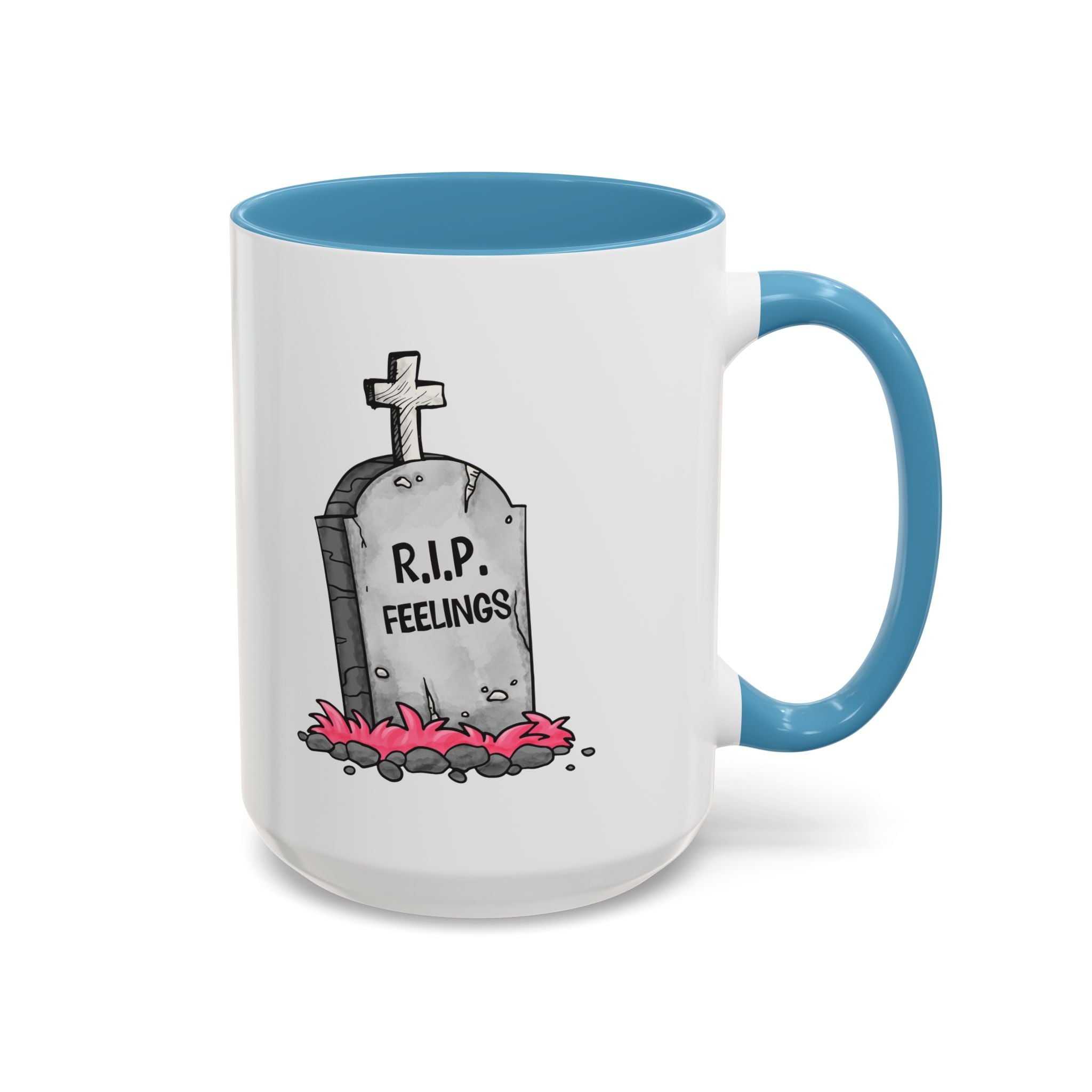 Coffee Mug — RIP Feelings Tombstone Accent Mug anti valentine