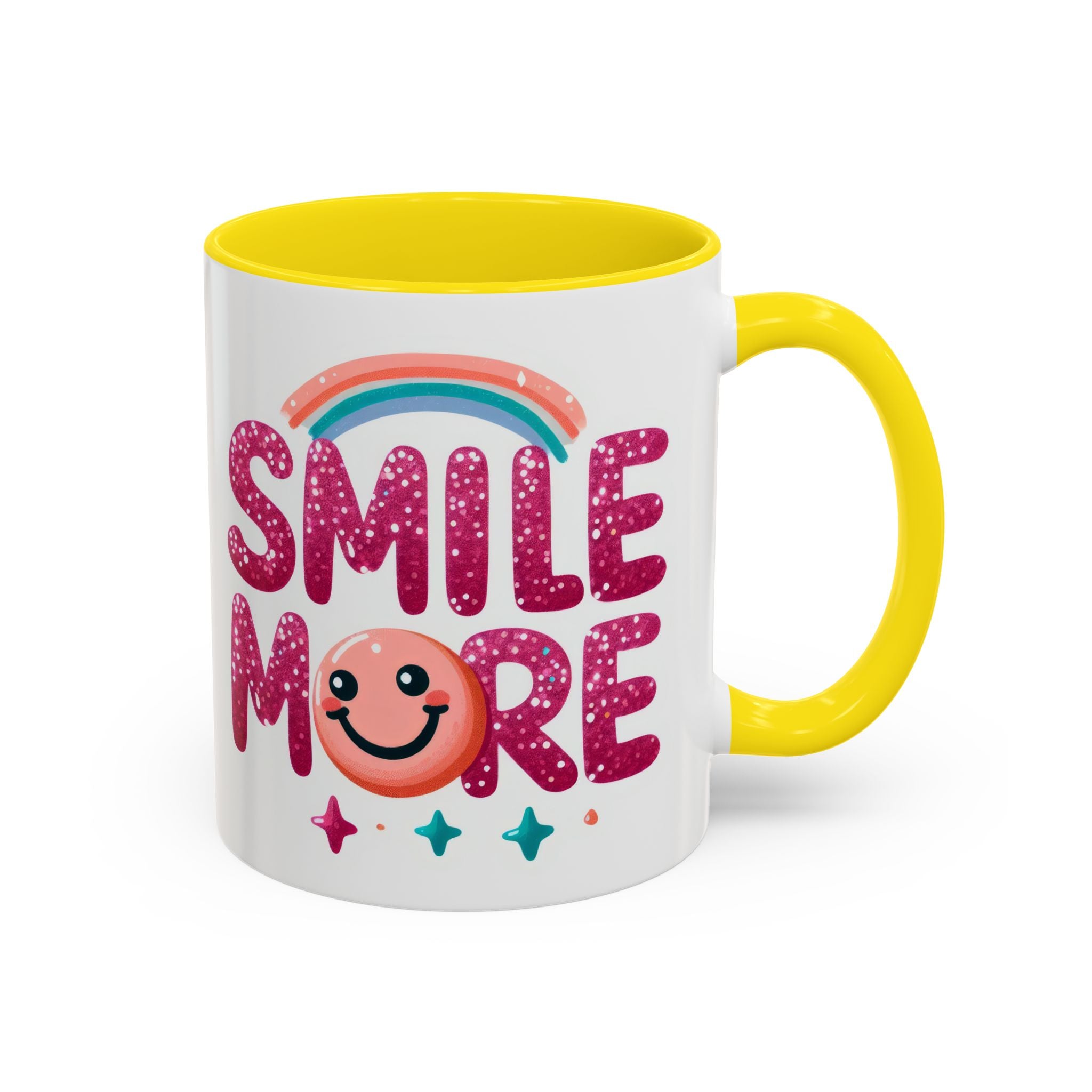 Smile More Coffee Mug – Cute Rainbow Smiley Accent Mug (11/15oz)