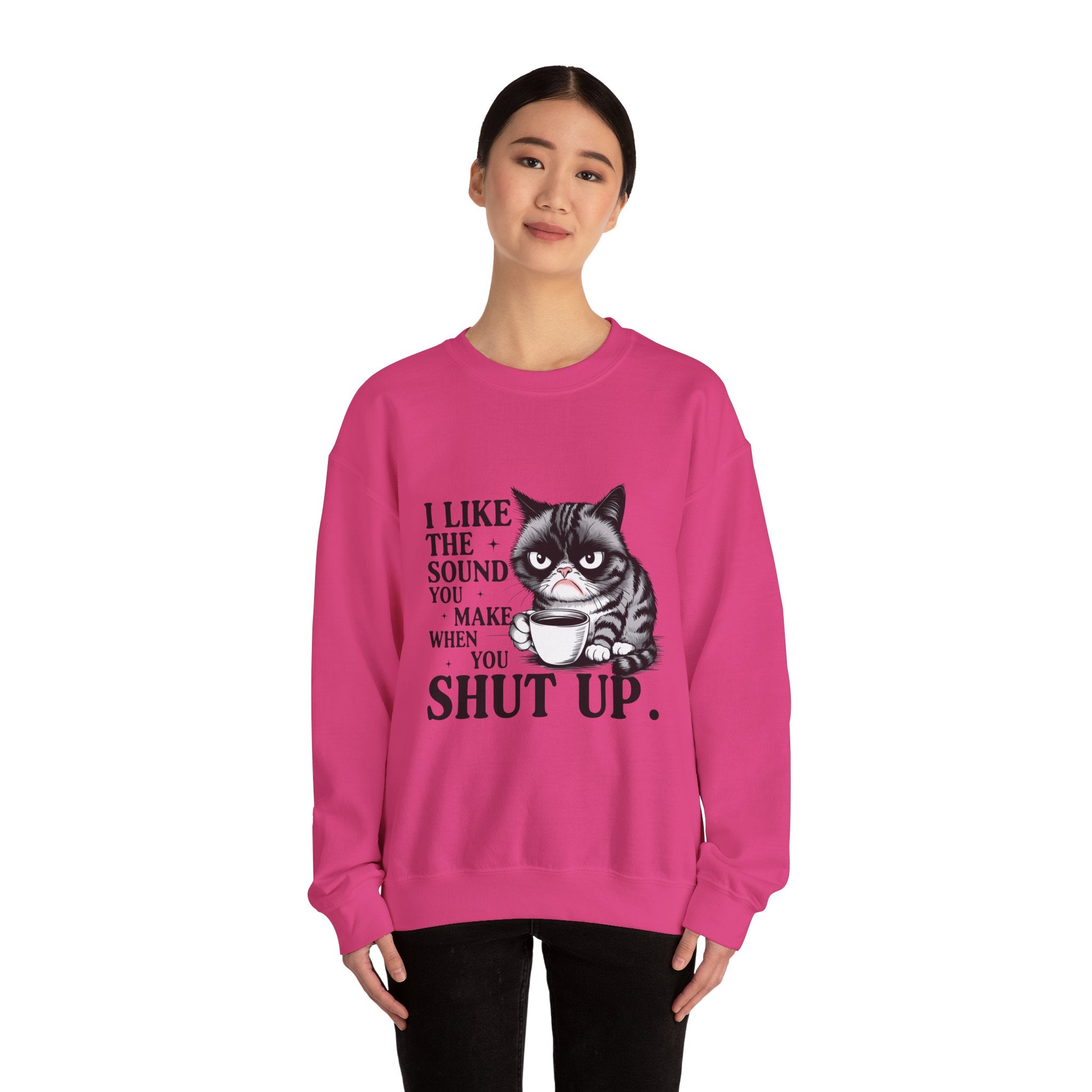 Funny Cat Sweatshirt - I Like the Sound You Make When You SHUT UP, Gift for Cat Lovers, Cozy Crewneck, Unisex Pullover, Perfect for