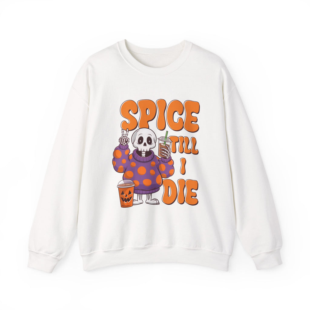 Spooky Fall Sweatshirt - Unisex Crewneck with 'Spice Till I Die' Design, Halloween, Cozy Autumn Vibe, Perfect for Halloween Parties