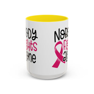 Inspirational Coffee Mug for Support - 'Nobody Fights Alone' | Breast Cancer Awareness Gift, Motivational Mug, Friendship Gift, Self-Care