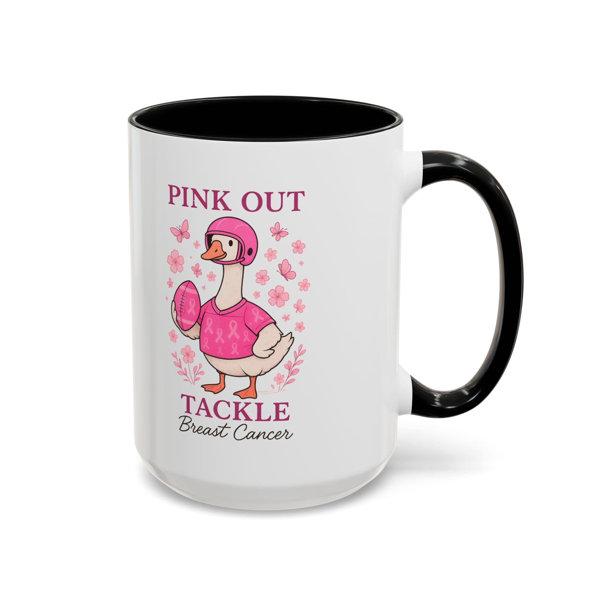 Breast Cancer Awareness Coffee Mug, Pink Out Tackle Duck Design, Supportive Gift for Fighters & Survivors, Cheerful Office Decor, [...]