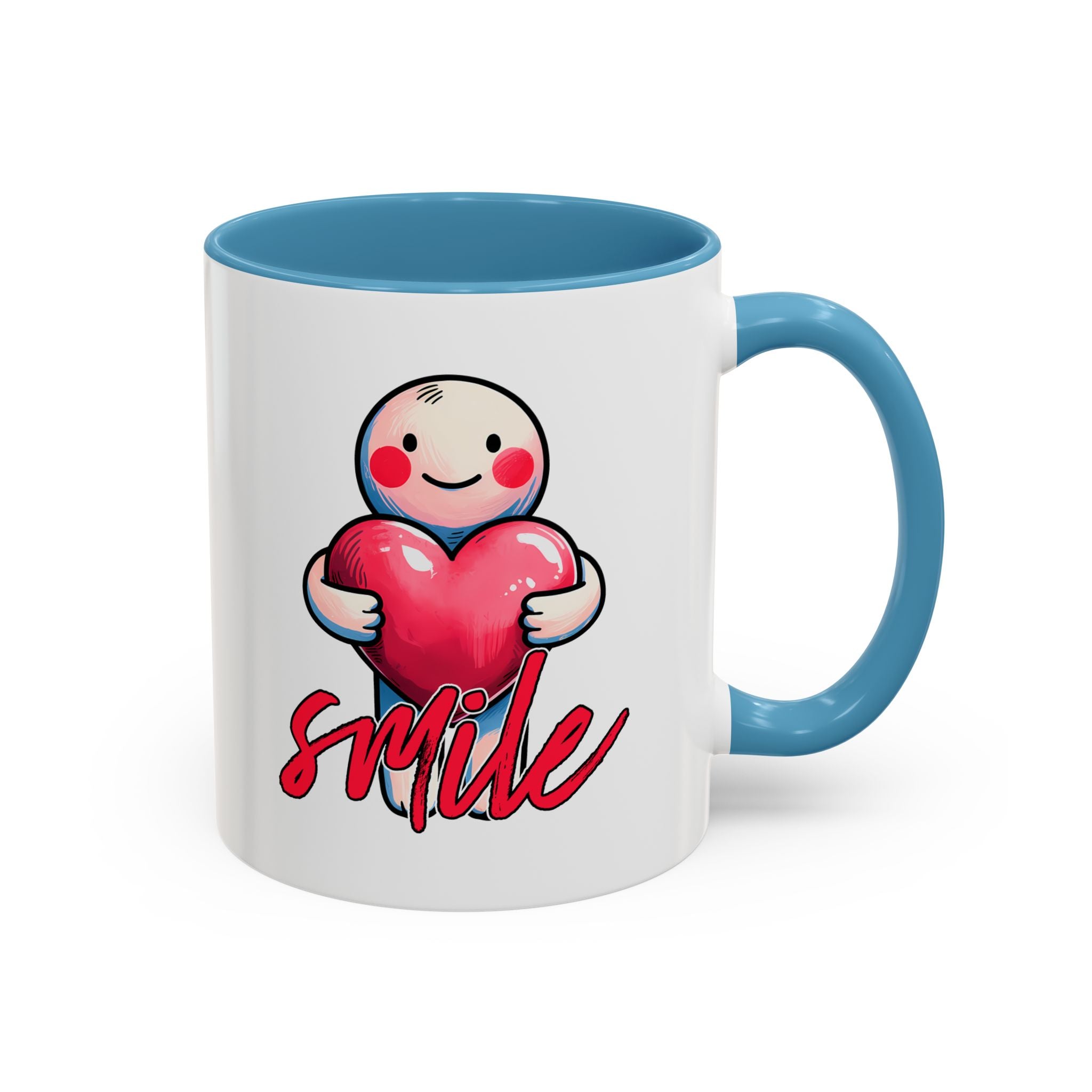 Smiling Heart Accent Coffee Mug - 11oz & 15oz | Cute Gift for Friends & Family