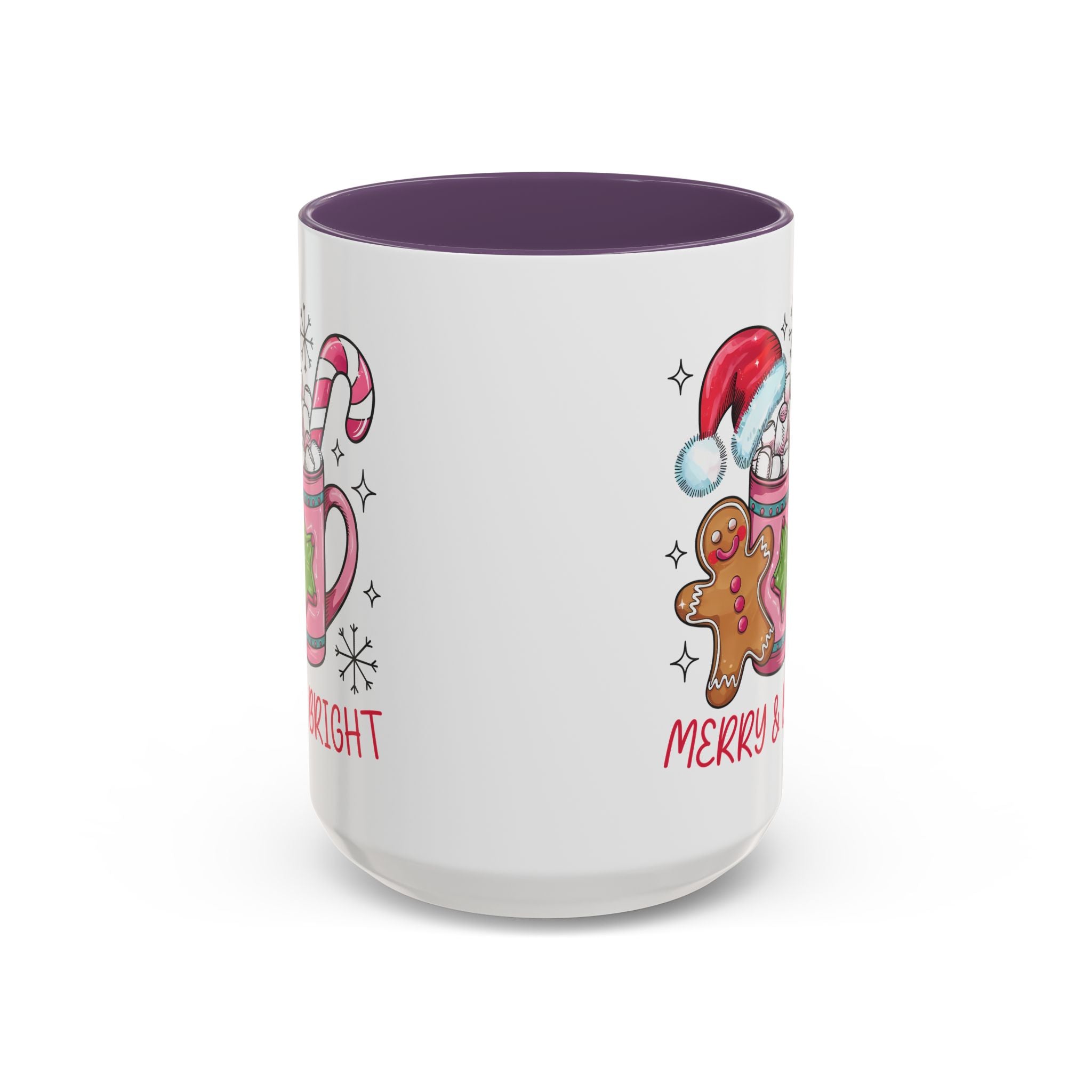 Festive Gingerbread Coffee Mug, Christmas Gift, Holiday Coffee Cup, Merry & Bright Mug, Winter Mug, Hot Chocolate Holder