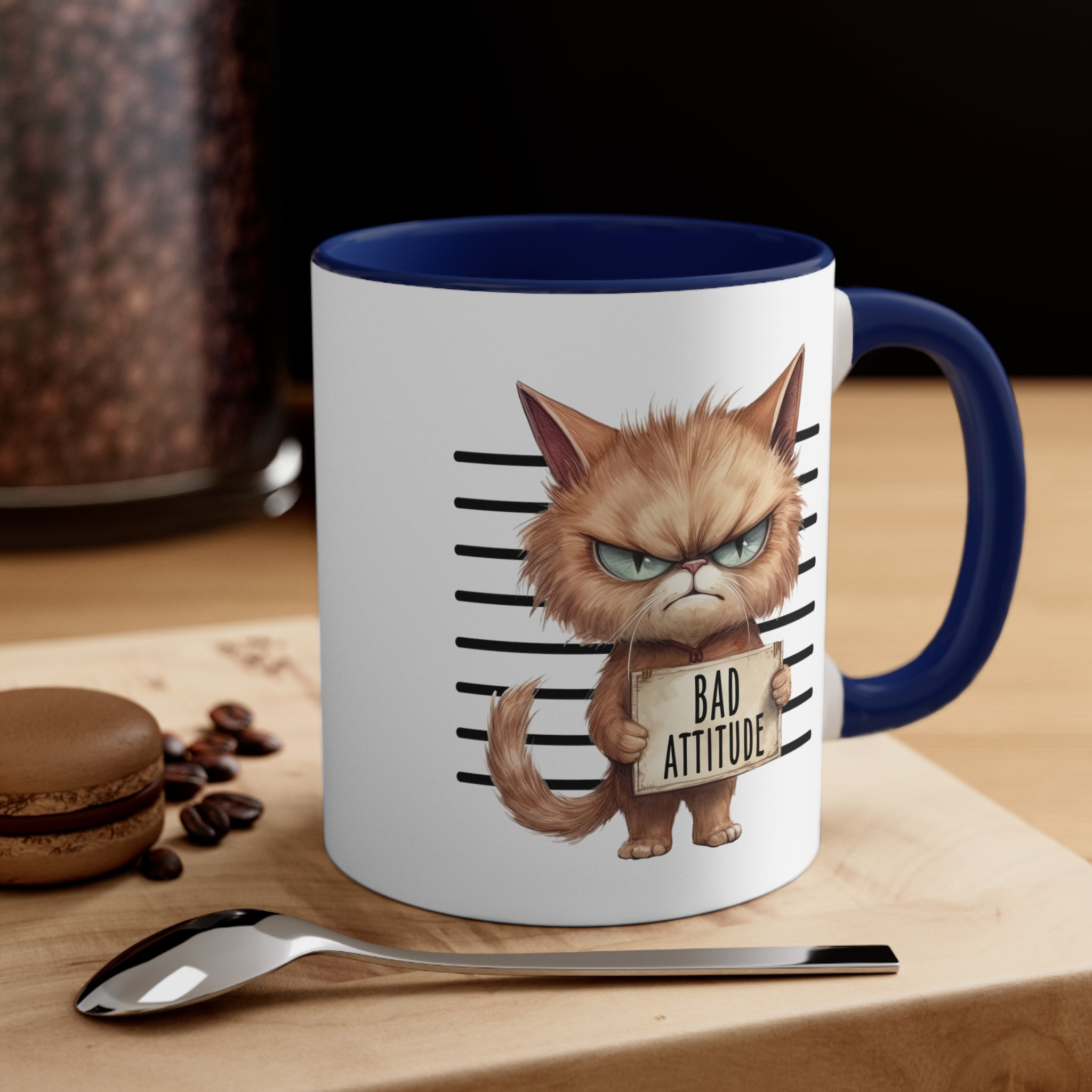 Funny cat bad attitude Accent Coffee Mug, 11oz animal lover gift