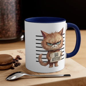 Funny cat bad attitude Accent Coffee Mug, 11oz animal lover gift