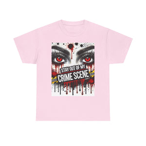 Gothic Crime Scene Tee | Edgy Graphic T-Shirt for Halloween, Horror Fans, Costume Parties, Birthday Gift, Unisex Heavy Cotton