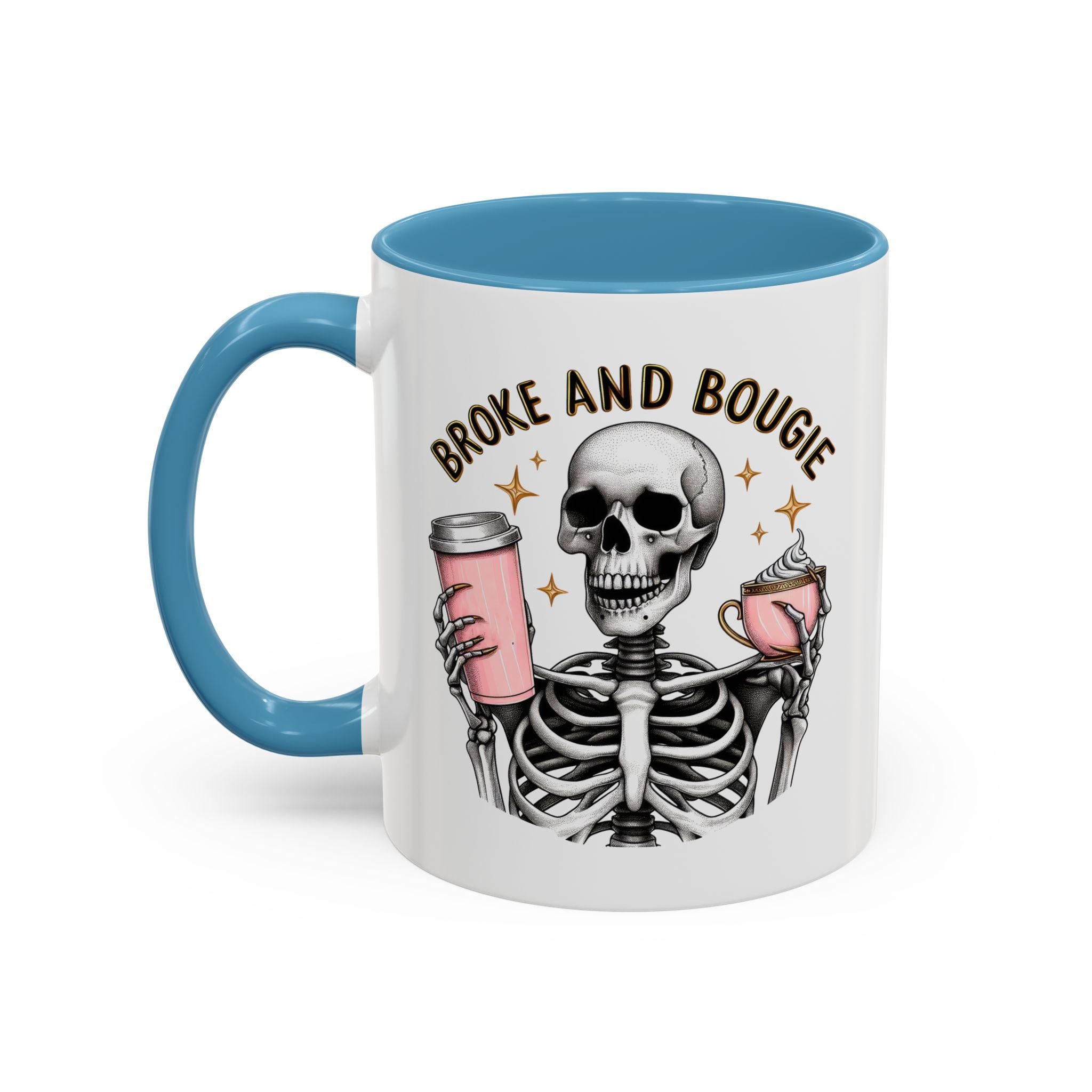 Broke and Bougie Coffee Mug, Skeleton Mug, Halloween Mug, Unique Gift for Coffee Lovers, Spooky Decor