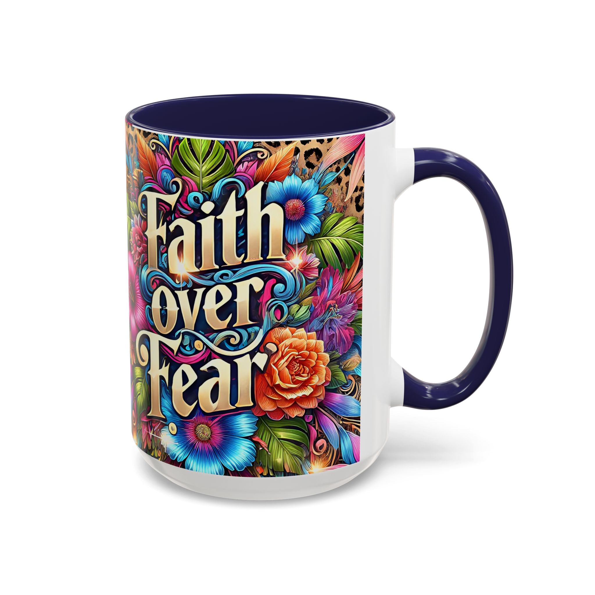 Faith Over Fear Floral Coffee Mug positive mental health