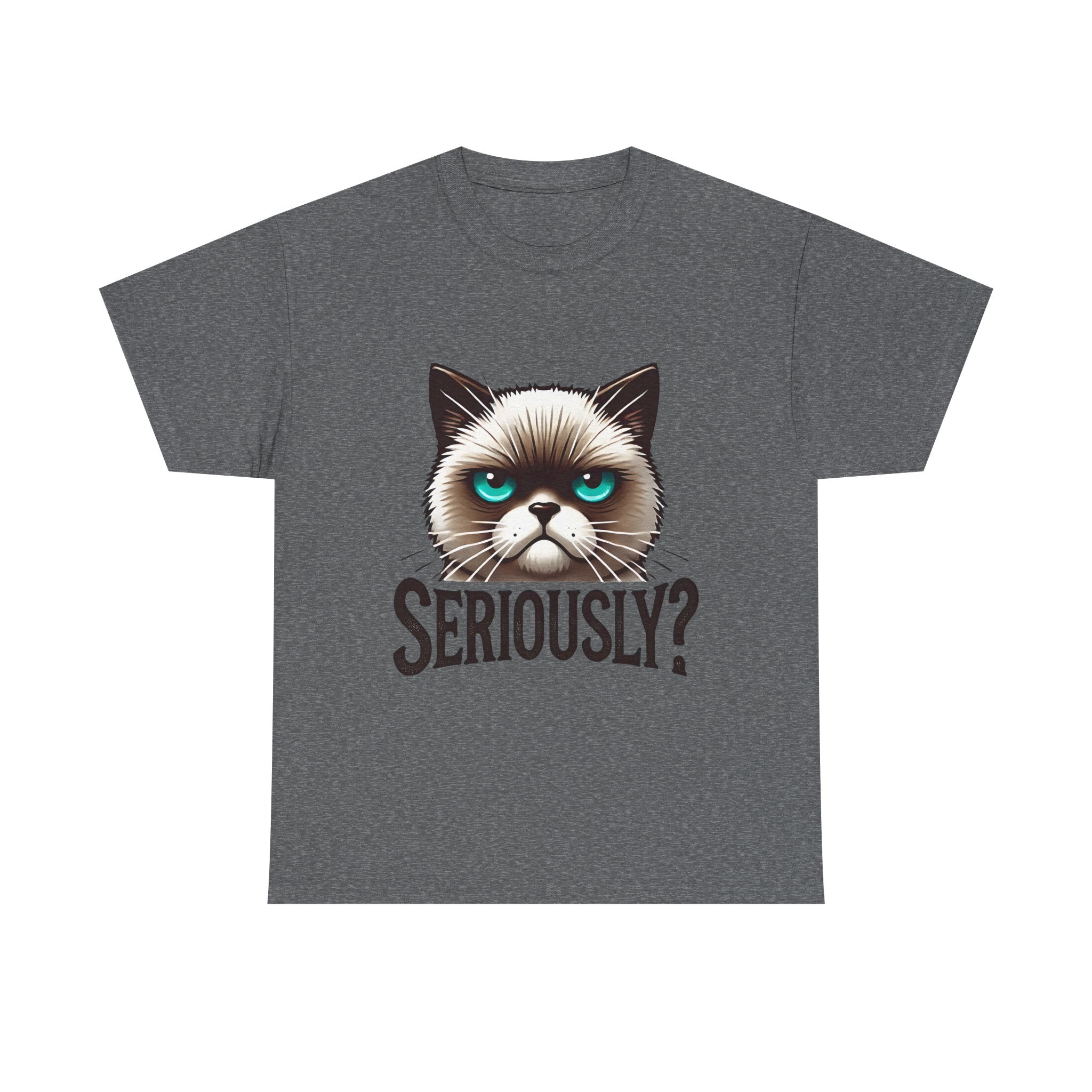 Funny Cat Graphic Tee - 'Seriously?' Unisex Heavy Cotton Shirt