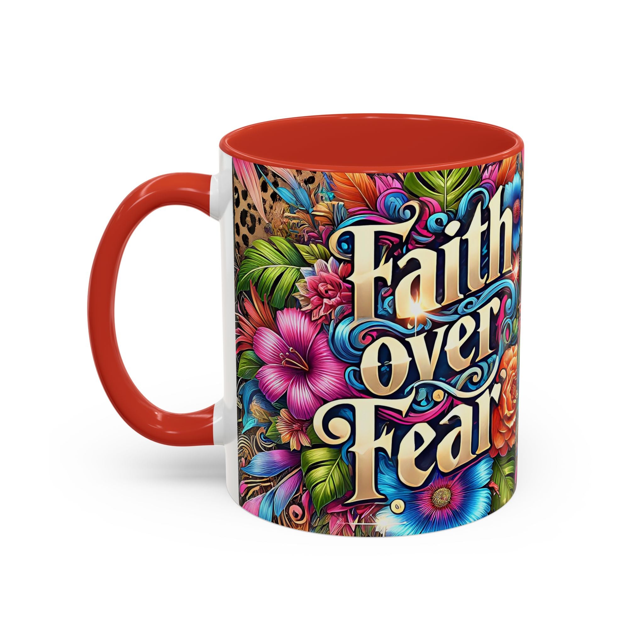 Faith Over Fear Floral Coffee Mug positive mental health