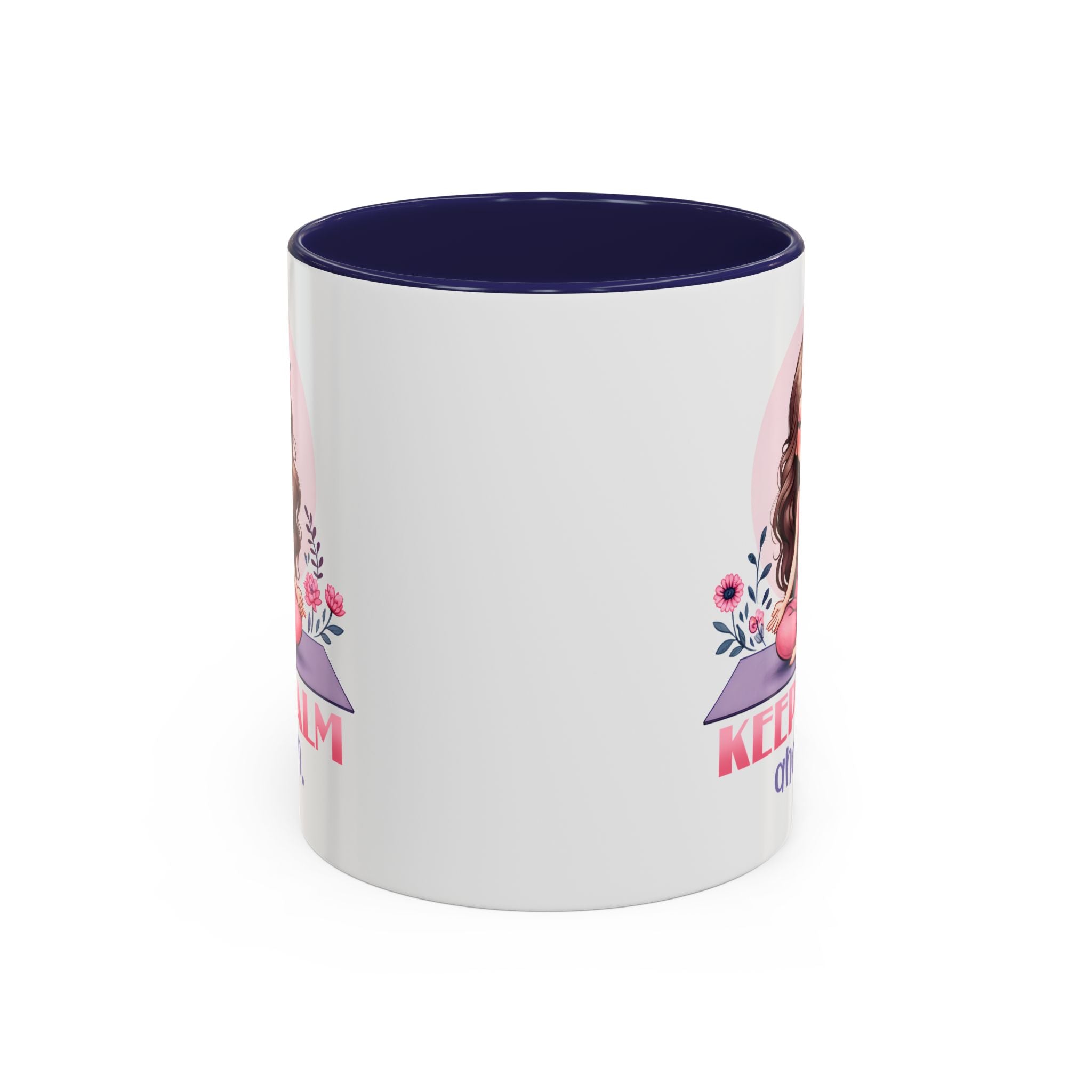 Relaxing Yoga Coffee Mug, Keep Calm and Om Mug, Inspirational Gift, Meditation Mug, Self-Care Coffee Cup, Yoga Lover's Gift