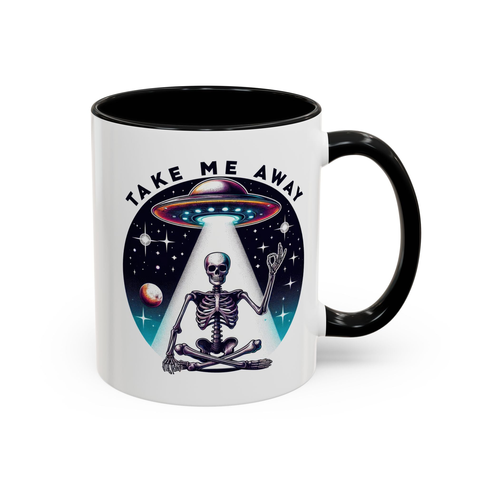 Galactic Skeleton Coffee Mug, Take Me Away Mug, Space-Themed Mug, Unique Gift for alien Lovers, Sci-Fi Cafe Mug