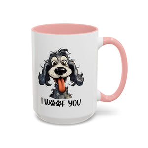 Dog Lover's Accent Coffee Mug - I Woof You, Pet Gift, Animal Lover Cup, Dog Mom Mug, Cute Dog Design, Fun Coffee Cup