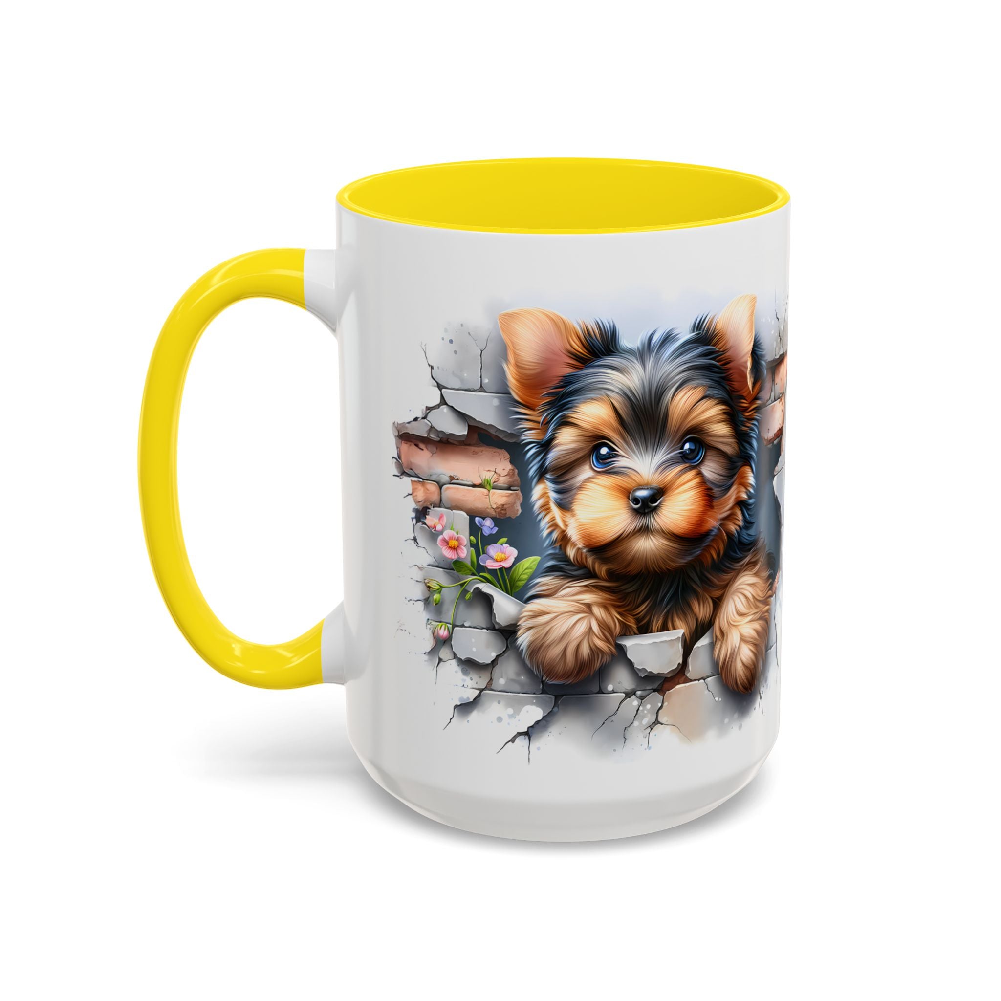 Cute Dog Peeking Coffee Mug, Pet Lover Gift, Yorkshire Terrier Mug, Animal Lover Coffee Cup, Dog-Themed Drinkware, Doggie Mug