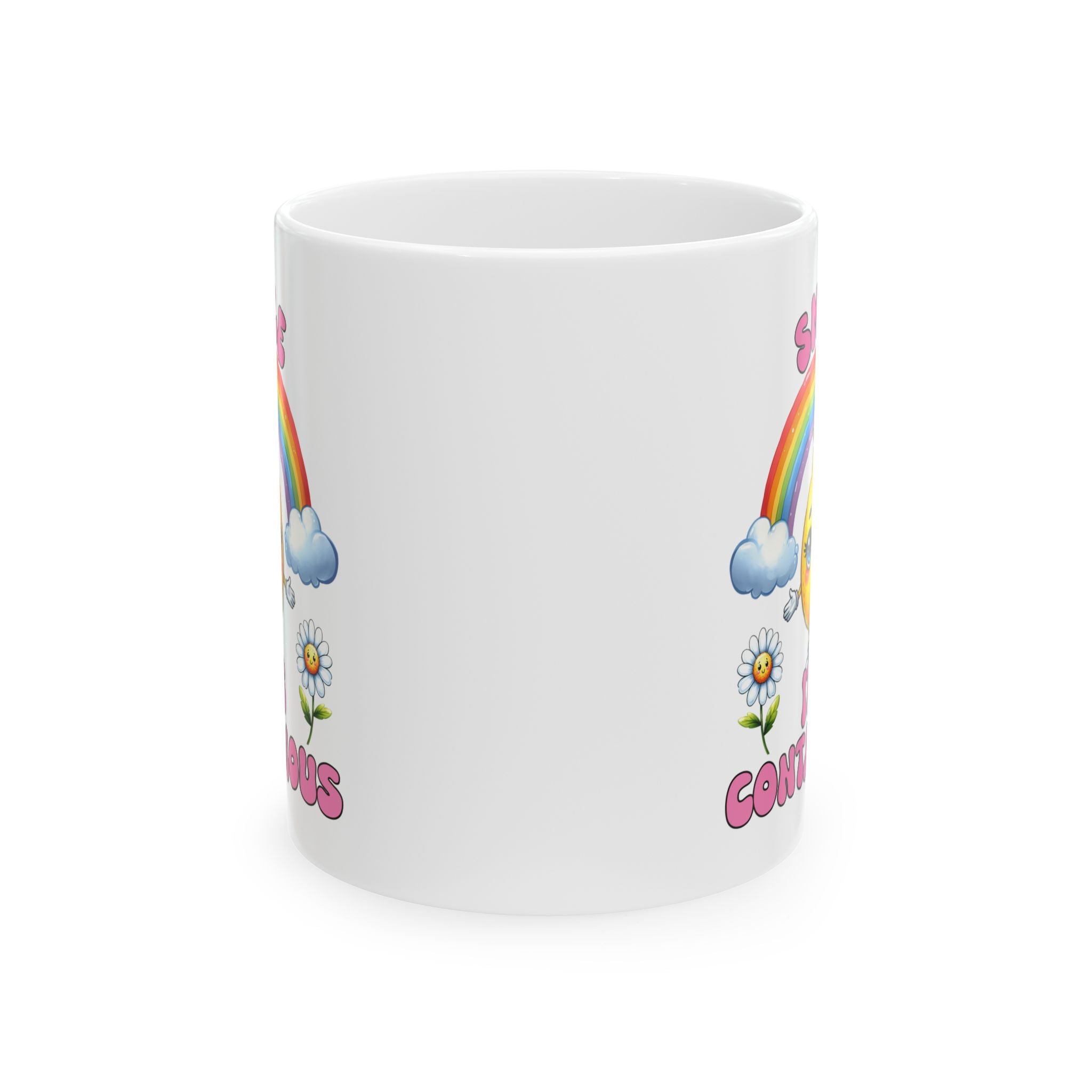 Bright and Cheerful Ceramic Mug - Perfect for Coffee Lovers, Gifts for Friends, Rainbow Design, Flower Motif, Cute Home Decor