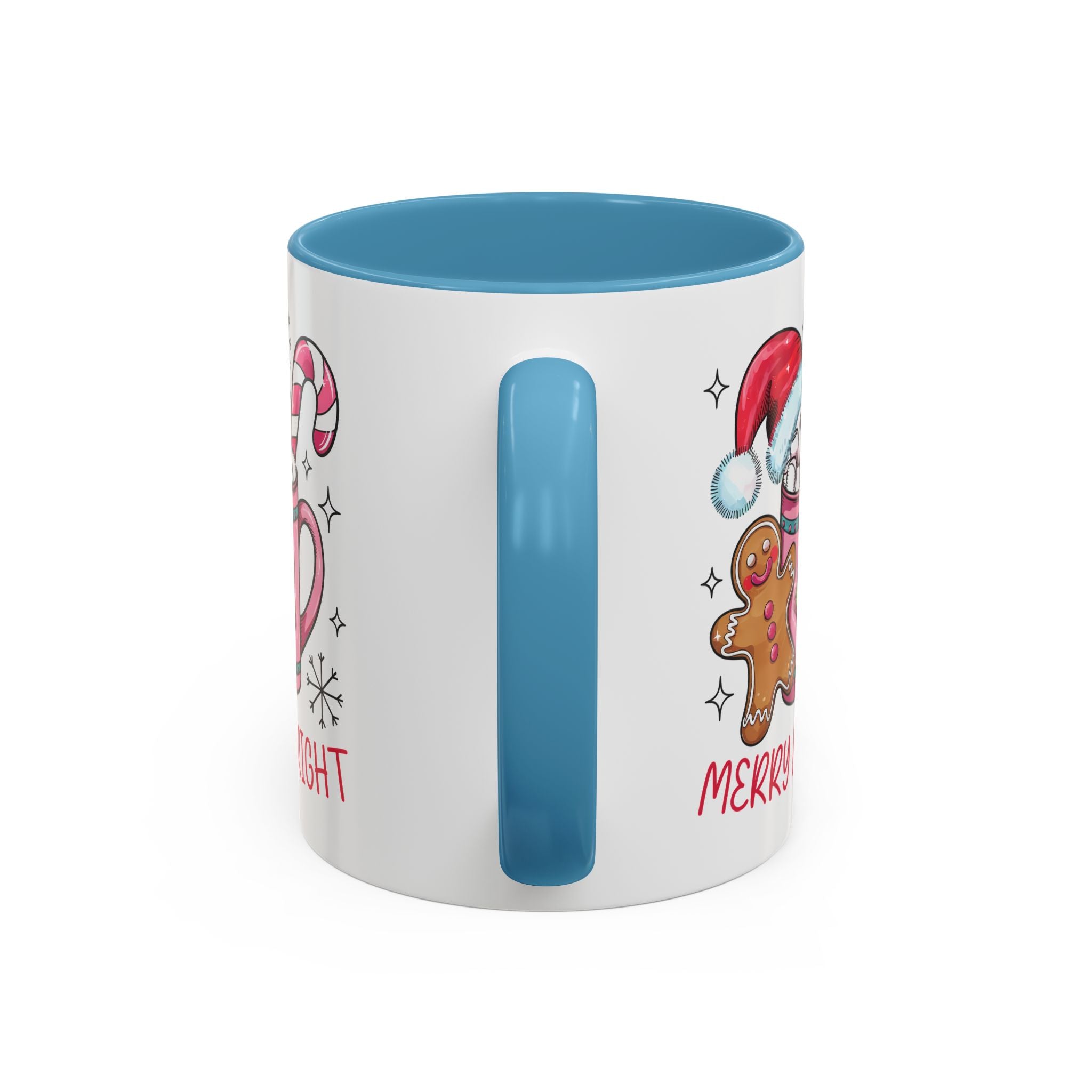 Festive Gingerbread Coffee Mug, Christmas Gift, Holiday Coffee Cup, Merry & Bright Mug, Winter Mug, Hot Chocolate Holder