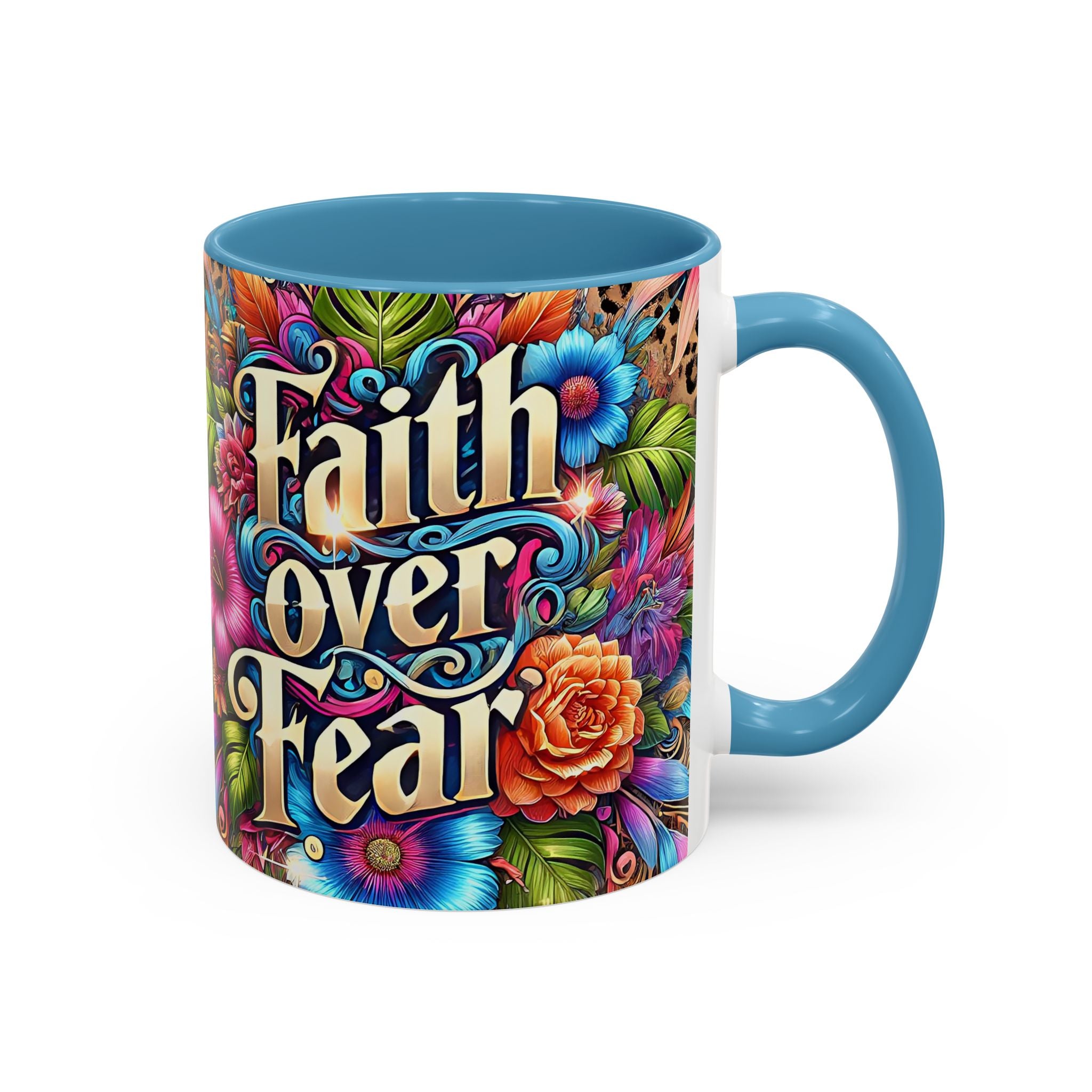 Faith Over Fear Floral Coffee Mug positive mental health