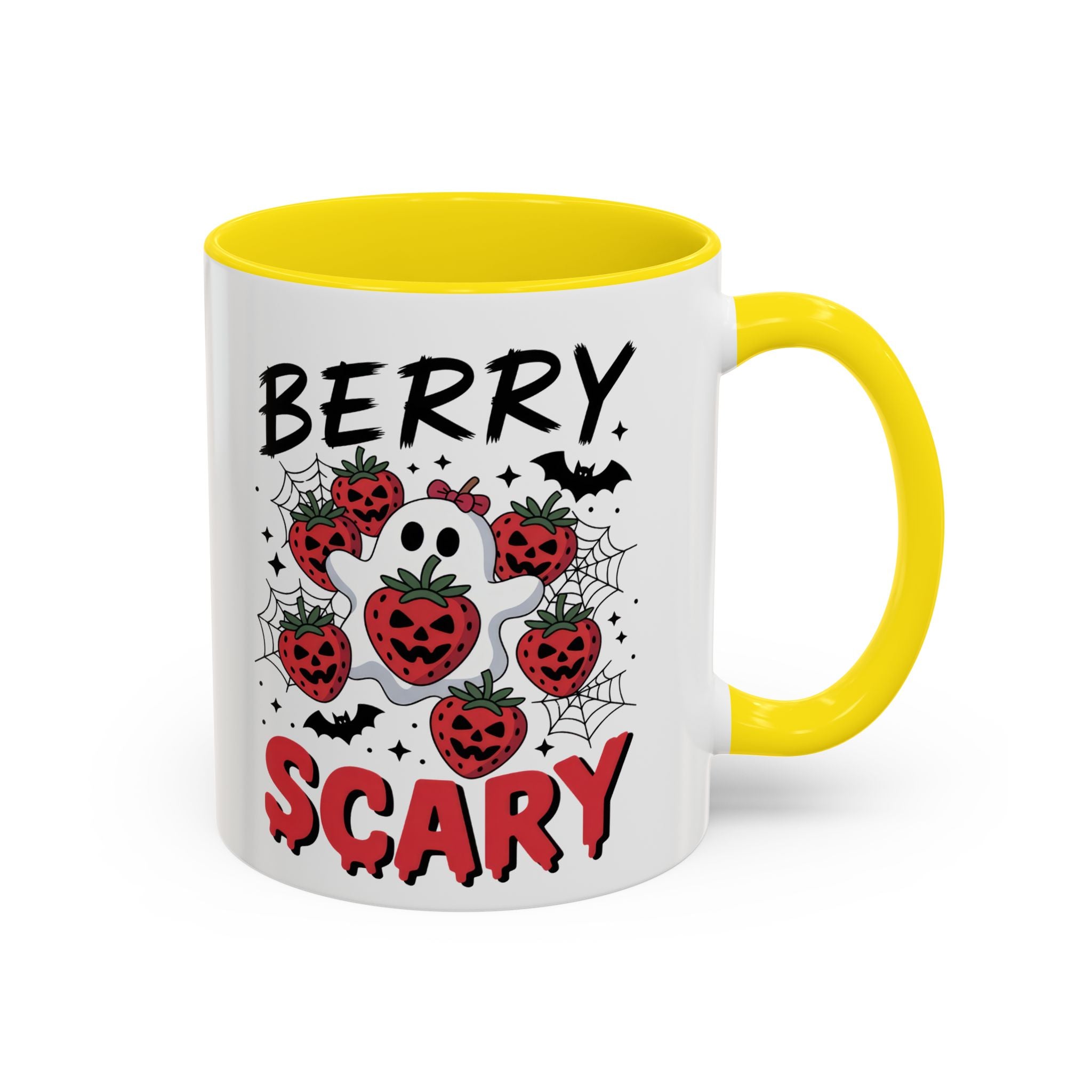 Berry Scary Coffee Mug — Halloween Ghost & Jack‑o'-Lantern Strawberries (11/15 oz)
