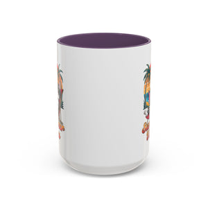 Summer Vibes Coffee Mug, Tropical Cat Mug, Beach Lover Gift, Fun Animal Sipware, Vacation-themed Drinkware, Pet Lover Cup