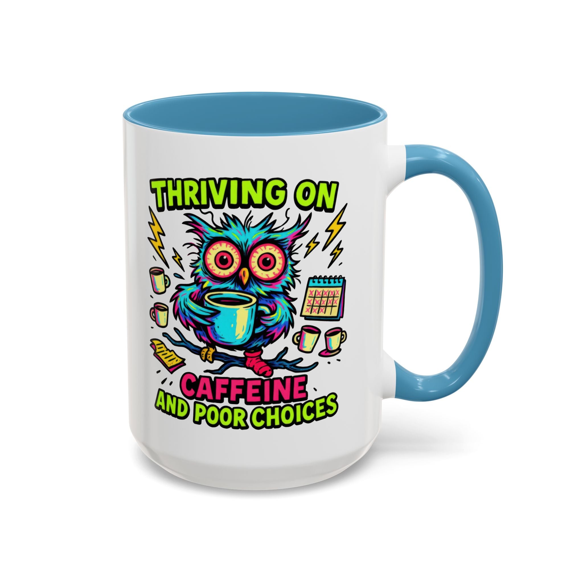 Thriving on Caffeine Mug | Funny Owl Coffee Cup | Gift for Coffee Lovers | Cute Kitchen Decor | Birthday, Holiday Gift