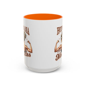 Hot Mama Has Muscles Coffee Mug - Fun & Motivational 11/15oz Accent Mug for Fitness Lovers