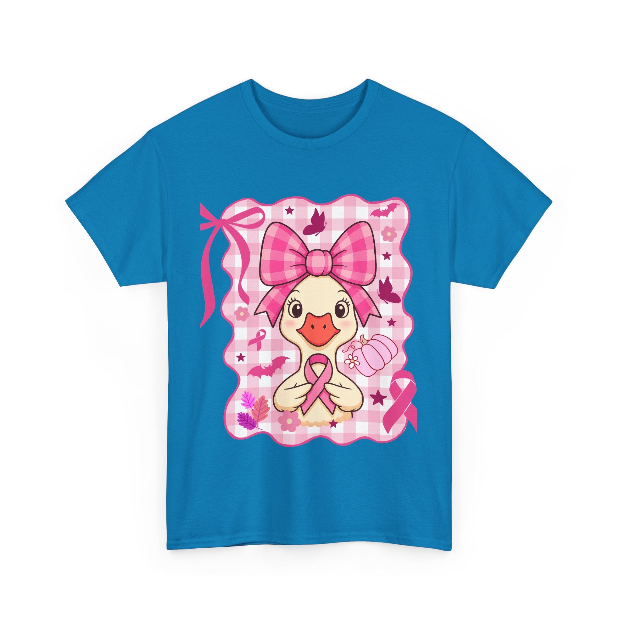 Cute Pink Ribbon Duck Tee, Breast Cancer Awareness Shirt, Funny Unisex Cotton T-Shirt, Gift for Her, Cute Animal Apparel