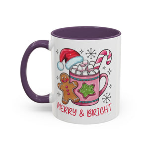 Festive Gingerbread Coffee Mug, Christmas Gift, Holiday Coffee Cup, Merry & Bright Mug, Winter Mug, Hot Chocolate Holder