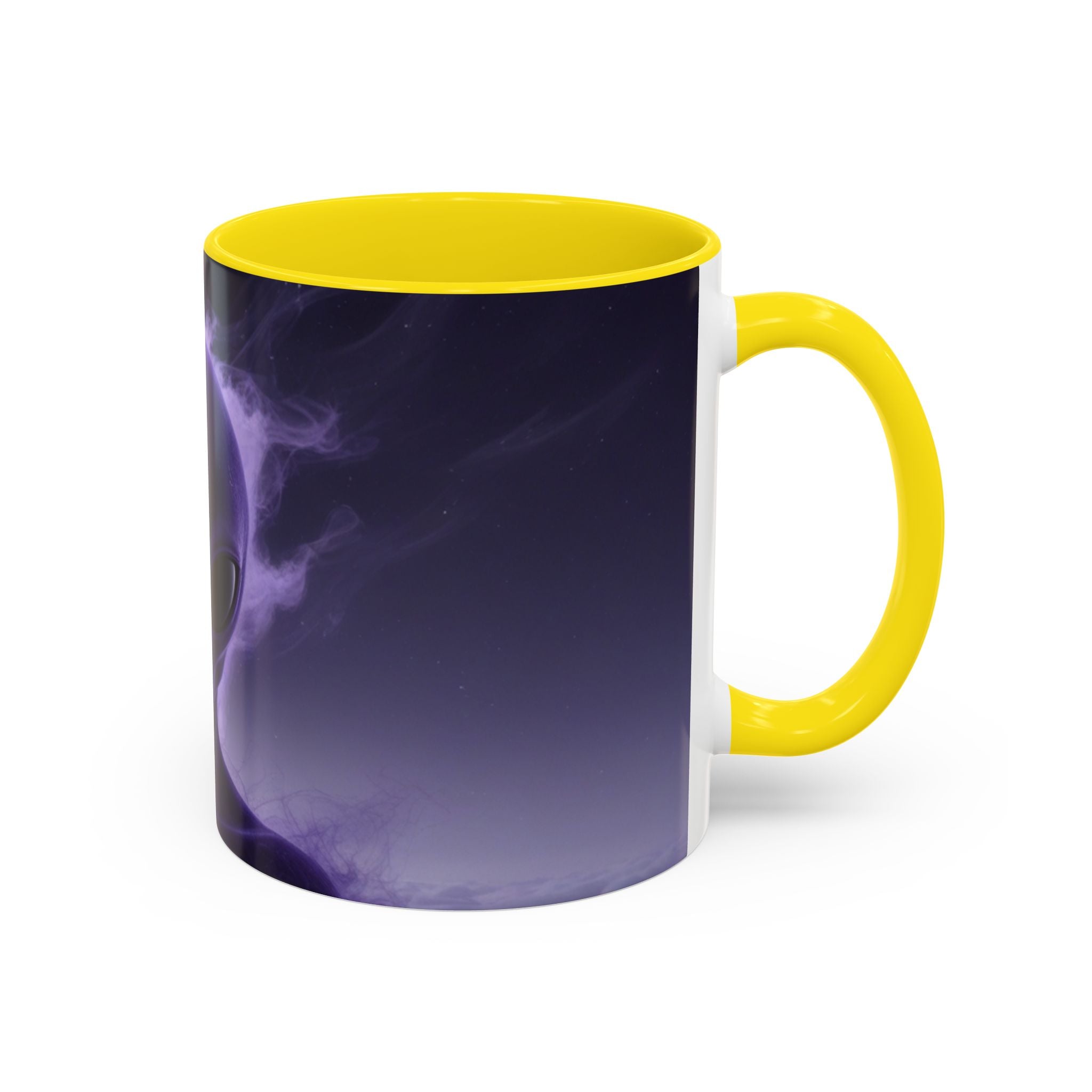 Alien Portrait Accent Coffee Mug — Purple Cosmic Extraterrestrial Art (11/15oz)