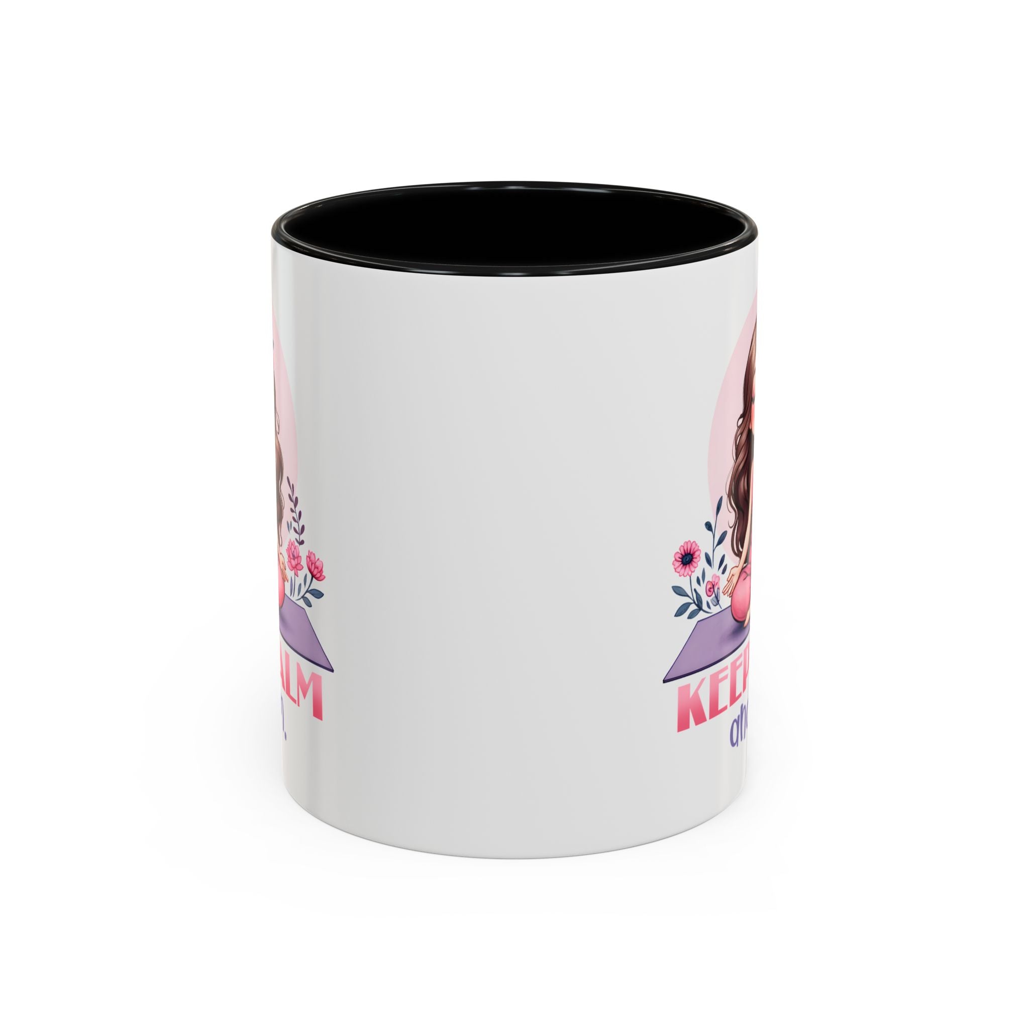 Relaxing Yoga Coffee Mug, Keep Calm and Om Mug, Inspirational Gift, Meditation Mug, Self-Care Coffee Cup, Yoga Lover's Gift