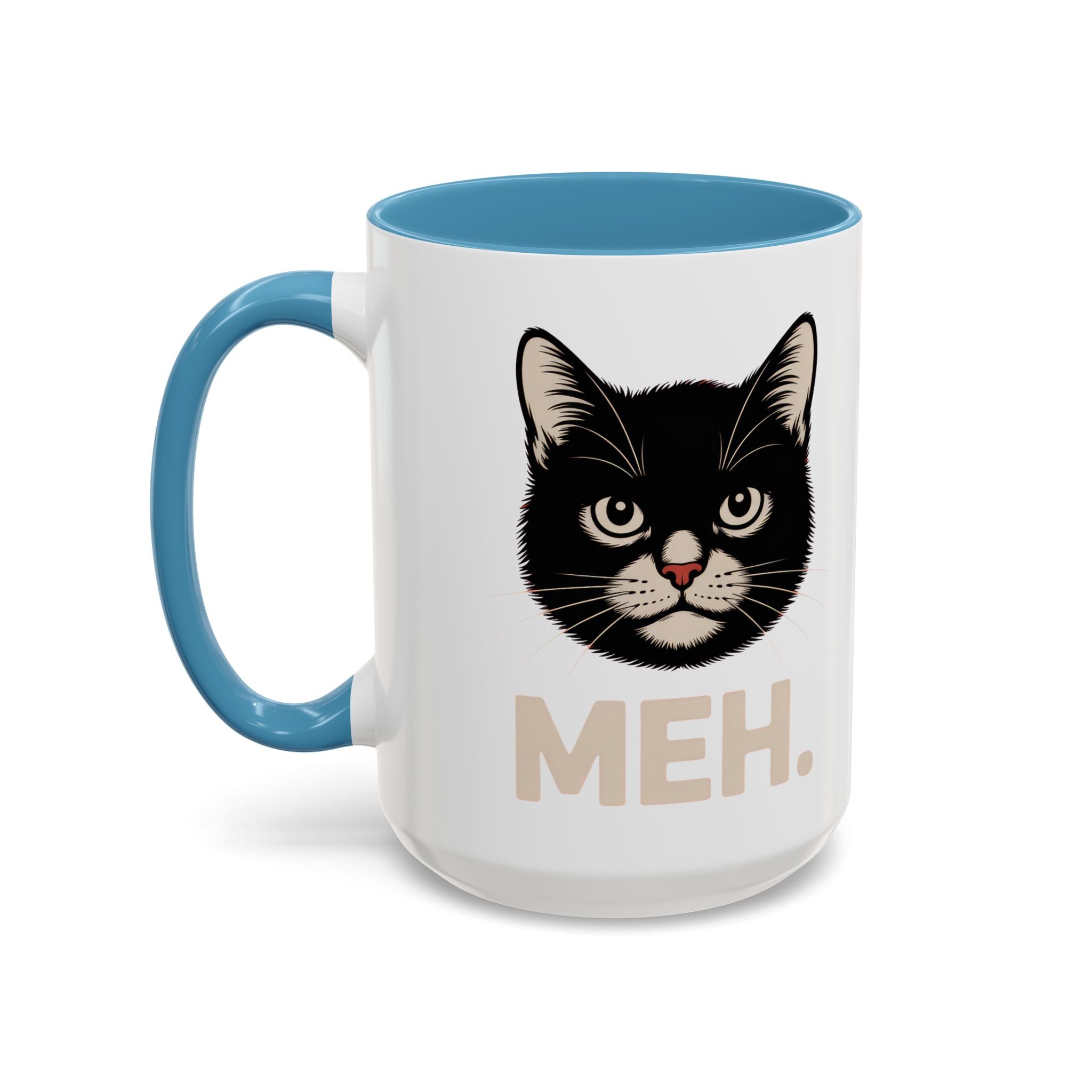 Tuxedo Cat 'MEH.' Accent Coffee Mug — Funny Cat Lover Ceramic Mug