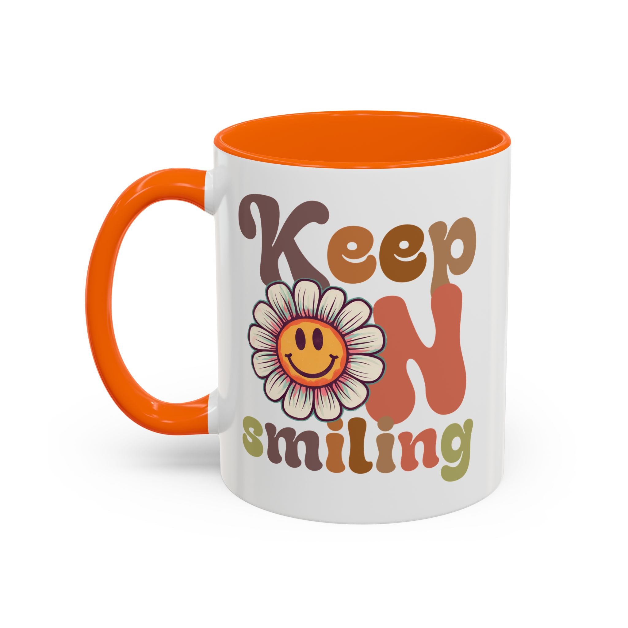 Keep Smiling Floral Coffee Mug - Cheerful 11 & 15oz Accent Mug for Daily Motivation