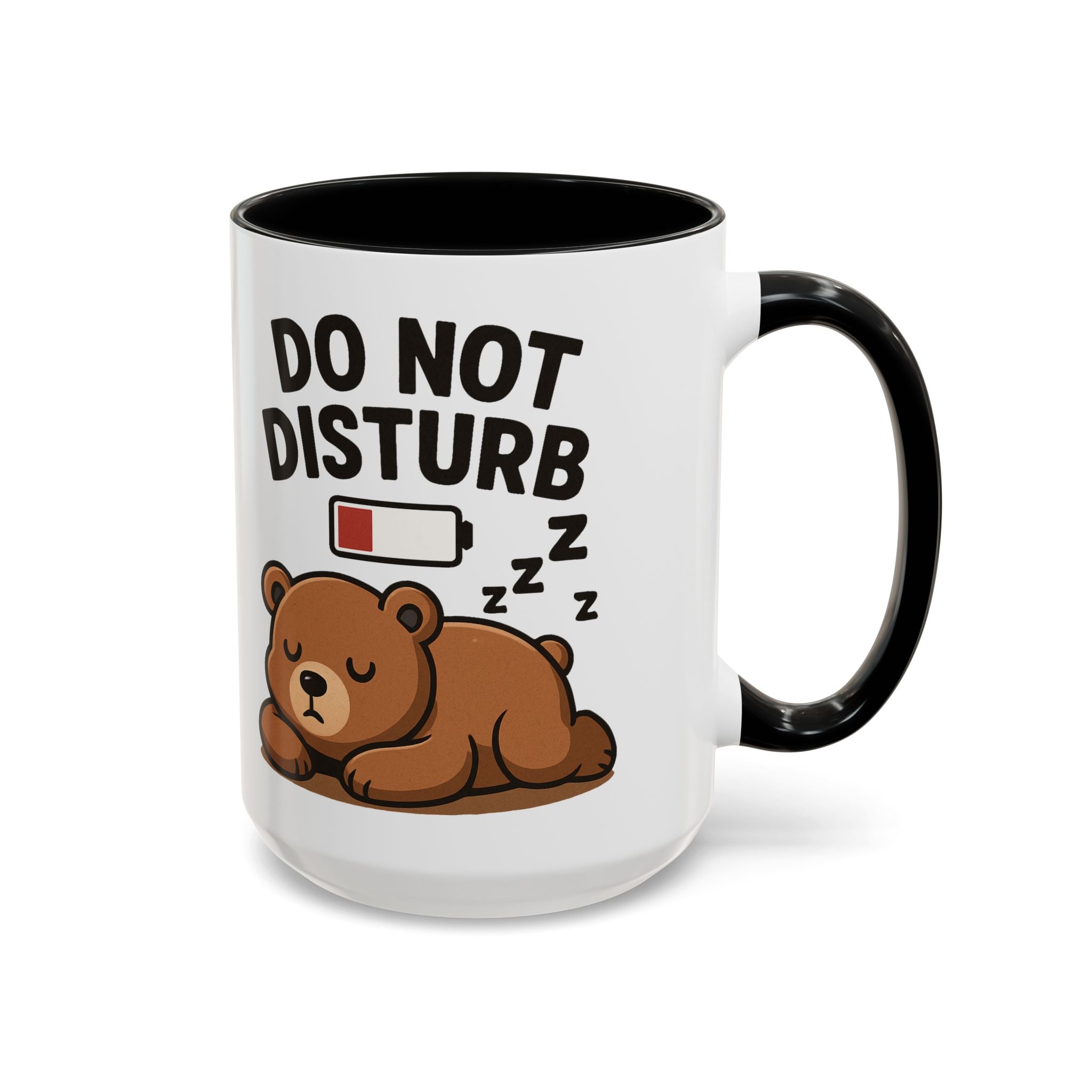 Do Not Disturb Bear Coffee Mug – Low Battery Cute Sleeping Bear Accent Mug (11/15oz)