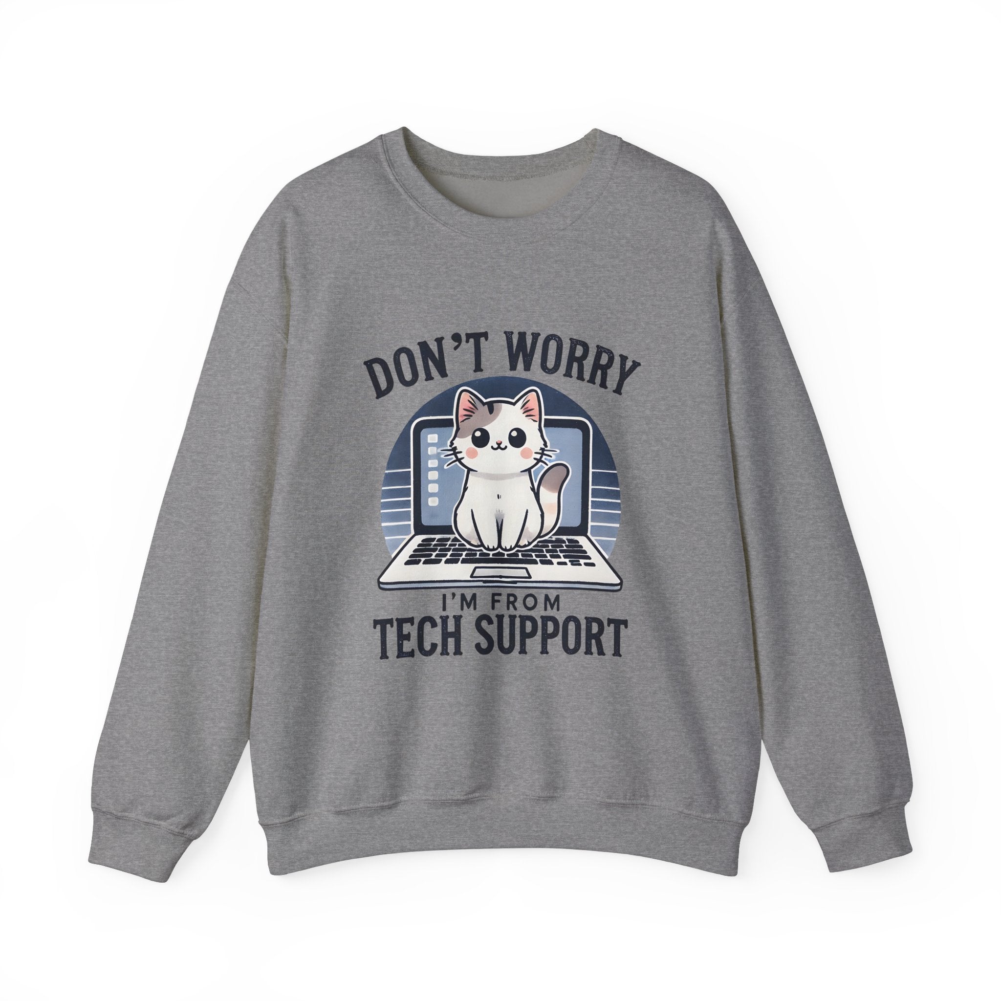 Tech Support Cat Crewneck Sweatshirt – Fun Gift for IT Lovers