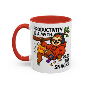 Funny Sloth Coffee Mug, Humor Mug Gift, Productivity Myth Mug, Cute Sloth Cup, Quirky Office Mug