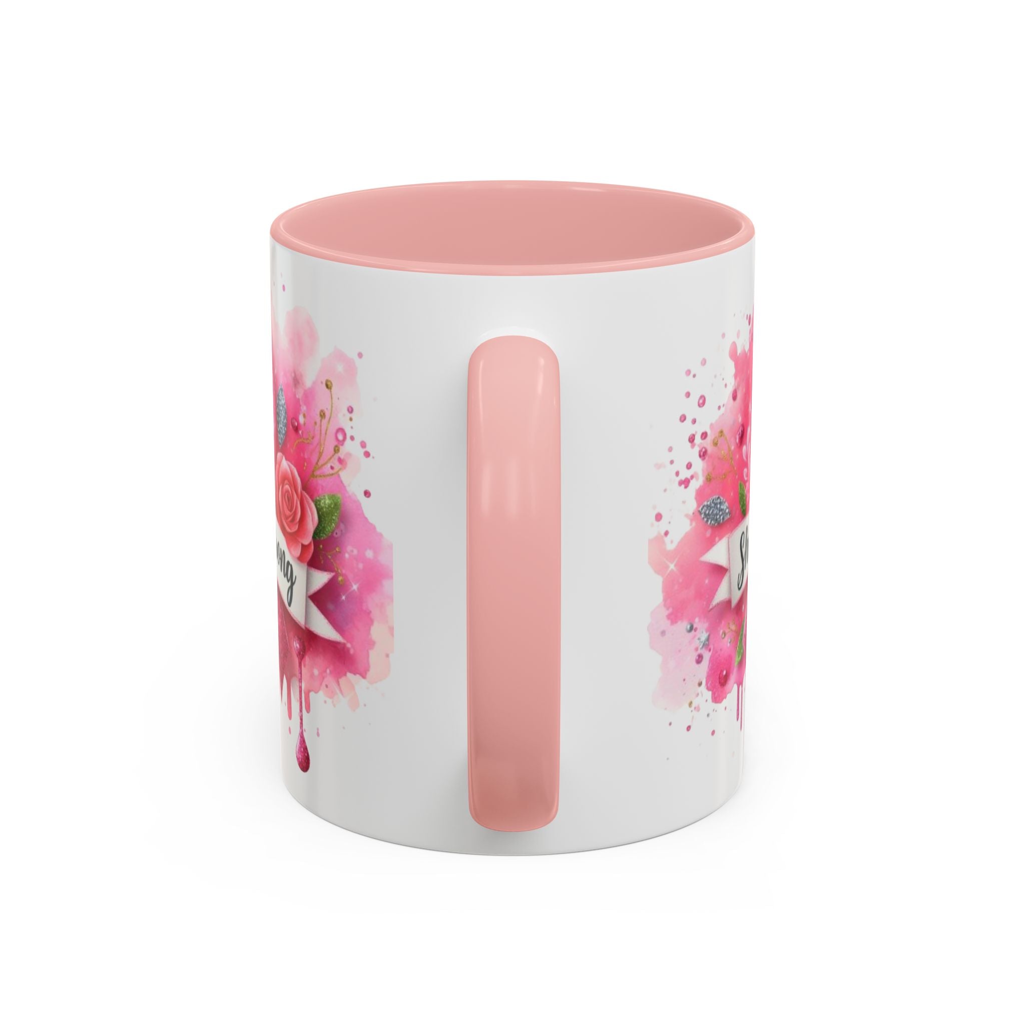 Empowering Pink Ribbon Coffee Mug - She Is Strong, Inspirational Gift for Breast Cancer Awareness, Motivational Drinkware, Supportive [...]