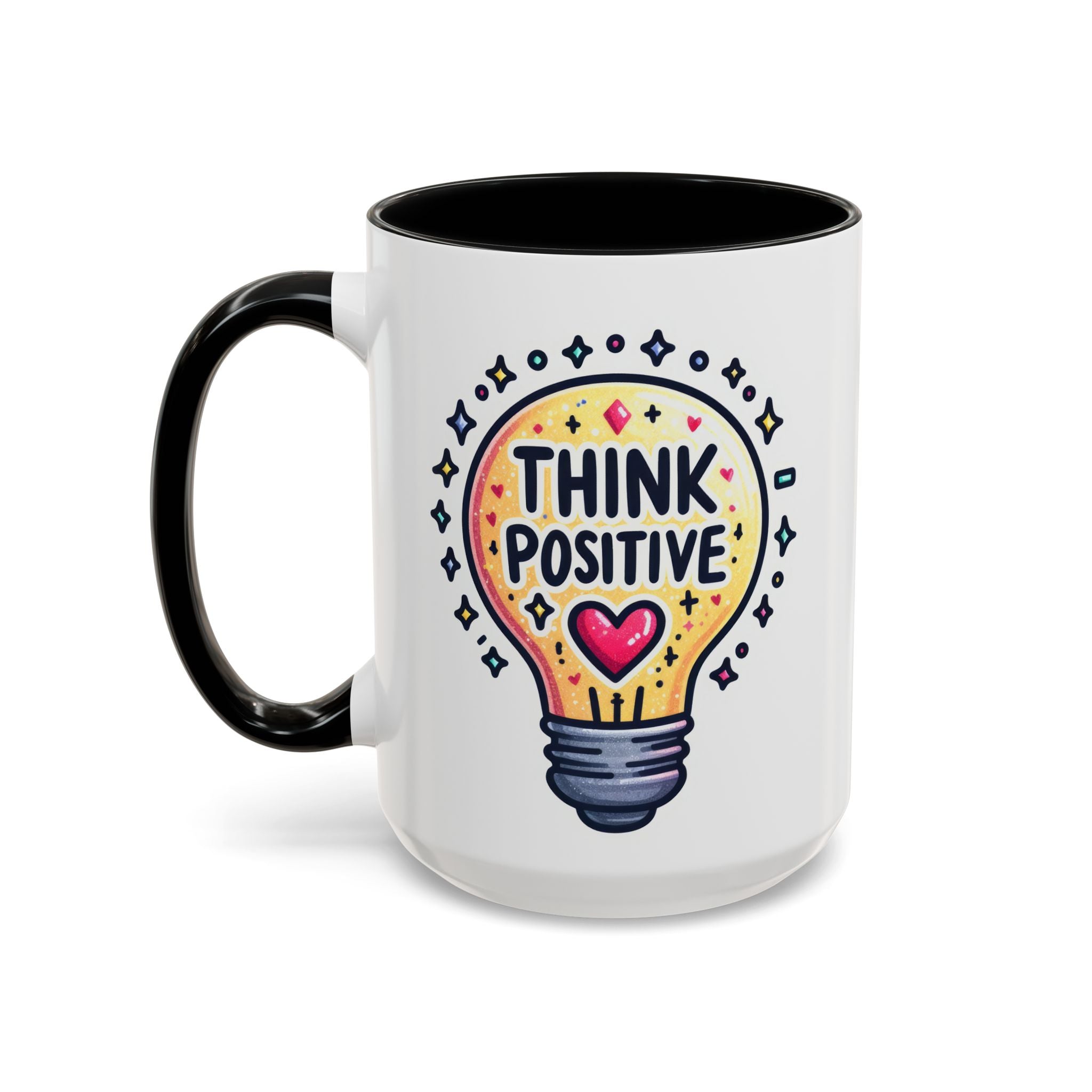 Think Positive Lightbulb Coffee Mug — Motivational Accent Mug (11/15 oz)