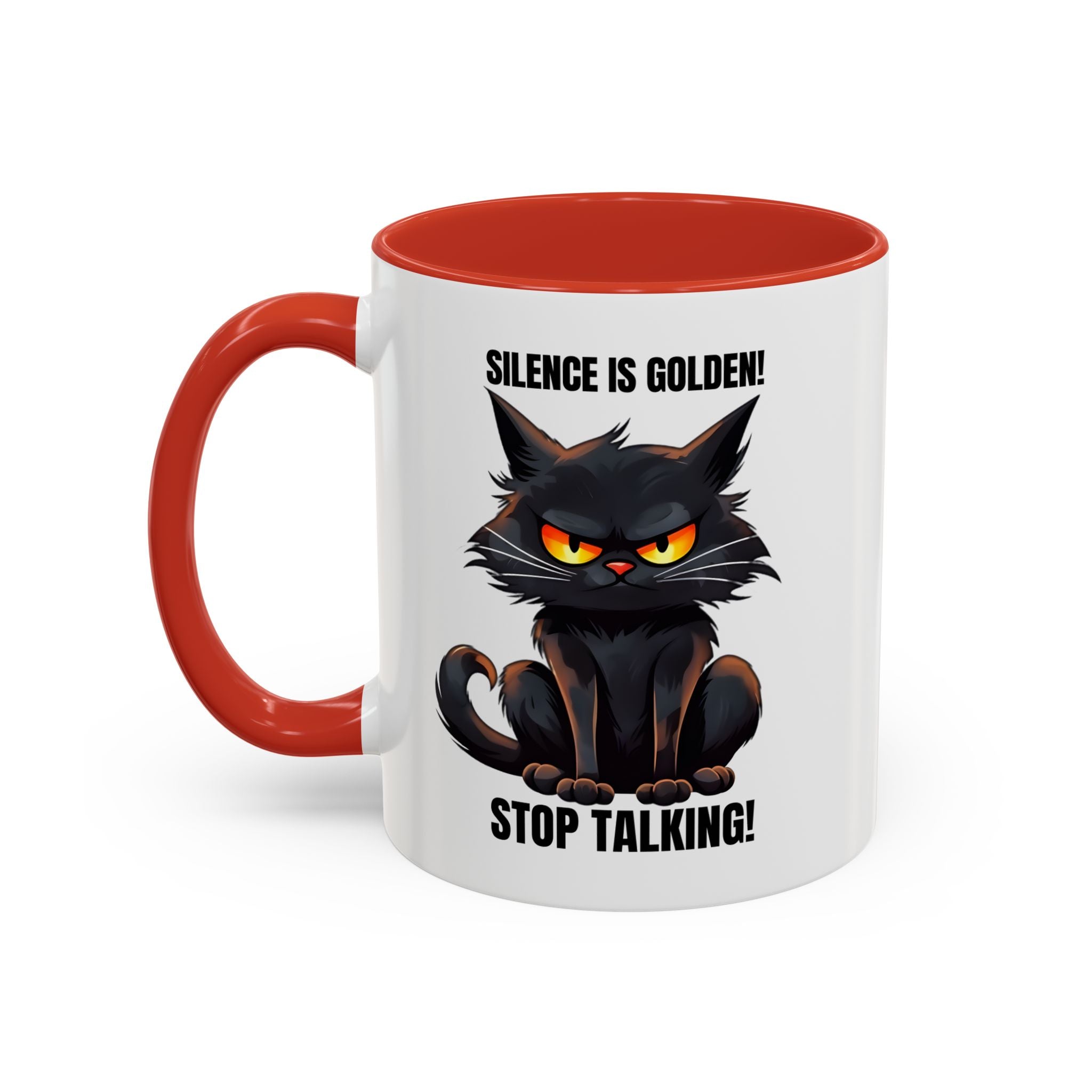 Funny Cat Mug | Silence Is Golden Coffee Cup | Gift for Cat Lovers | Humorous Kitchenware | Ceramic Teacup | Unique Animal Gifts