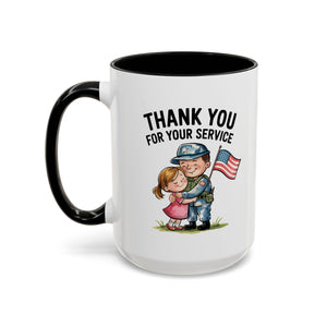 Thank You for Your Service Coffee Mug - 11oz & 15oz Accent Mugs for Veterans Appreciation