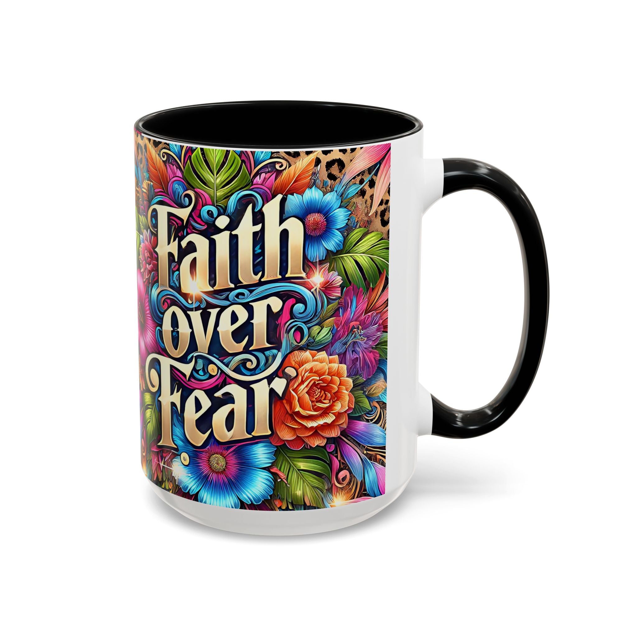 Faith Over Fear Floral Coffee Mug positive mental health