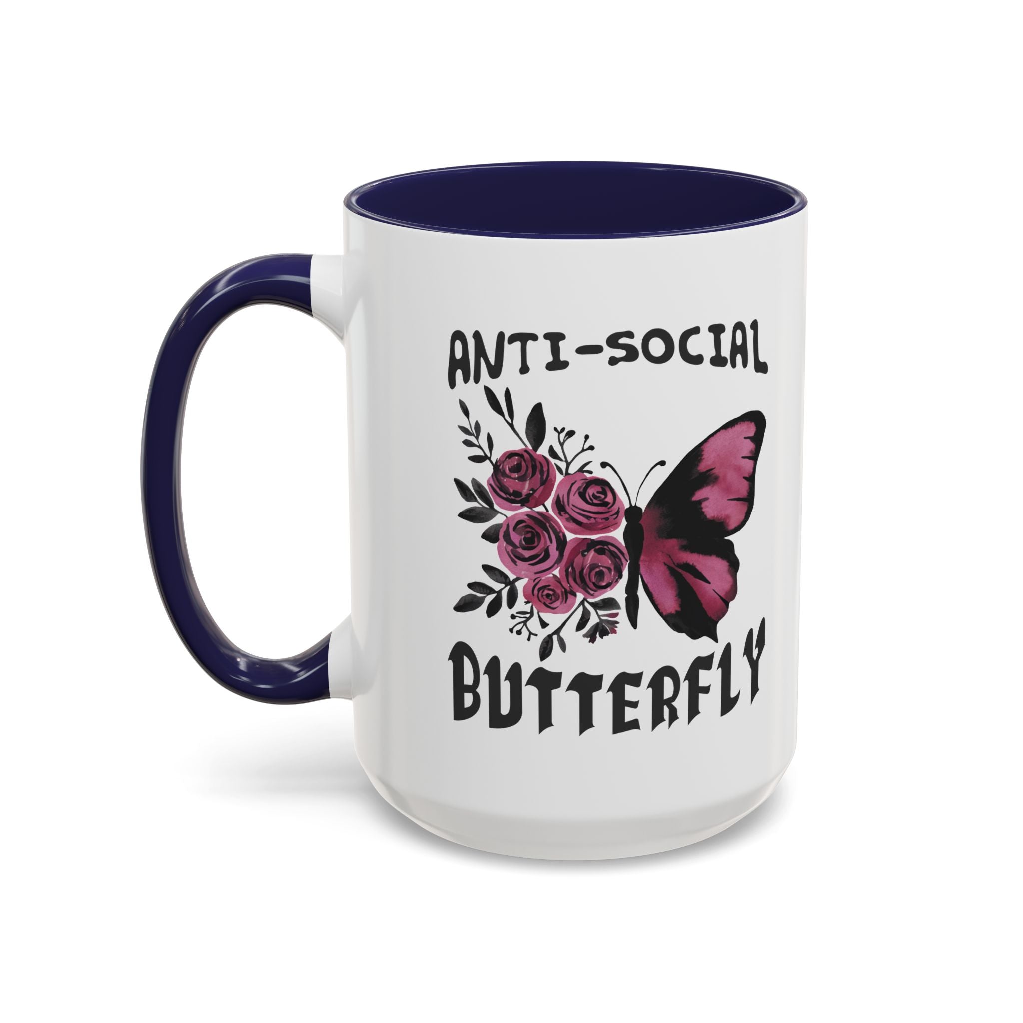 Anti-Social Butterfly Coffee Mug - Floral & Butterfly Design