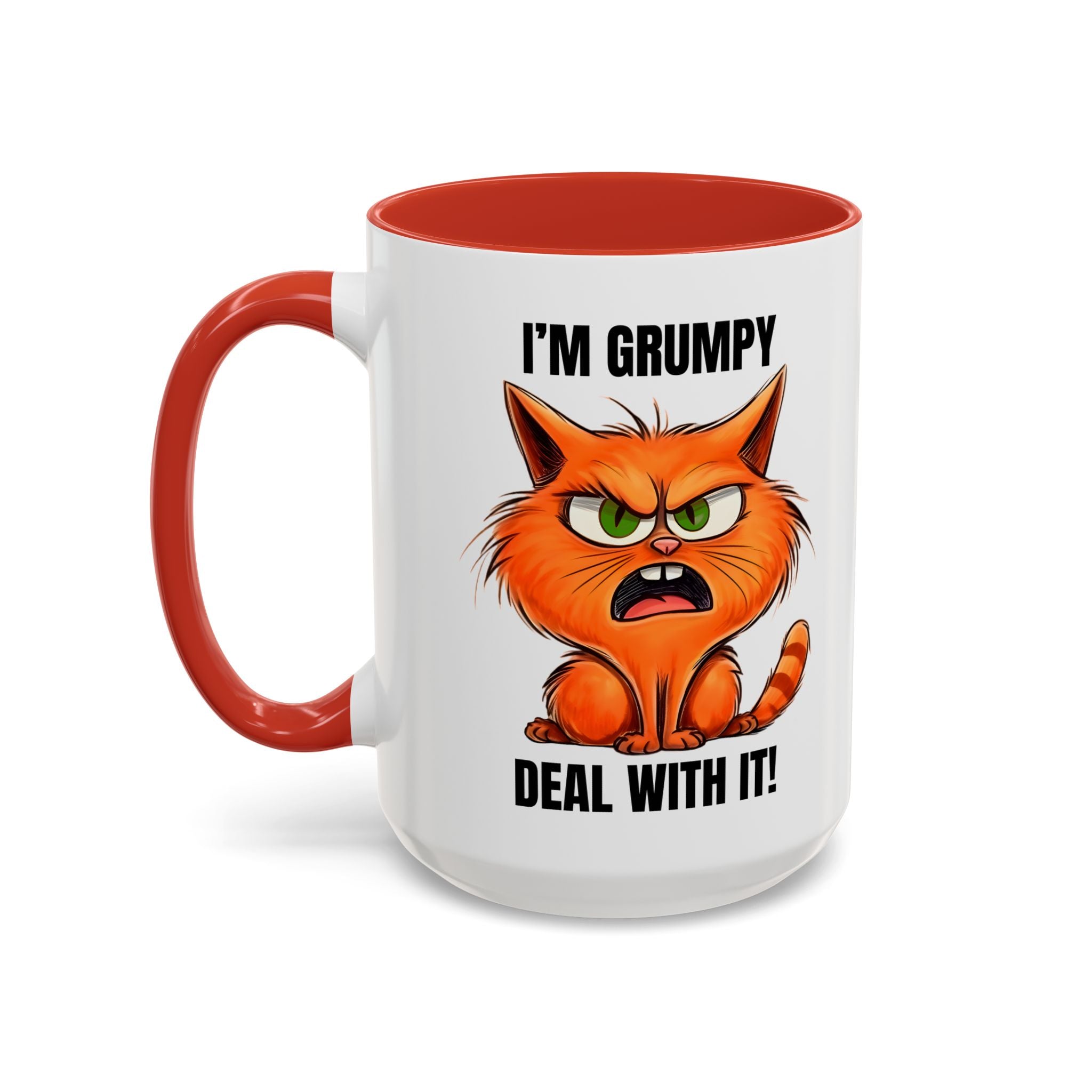 I'm Grumpy Cat Accent Coffee Mug – Funny Cat Gift, 'Deal With It' 11/15oz