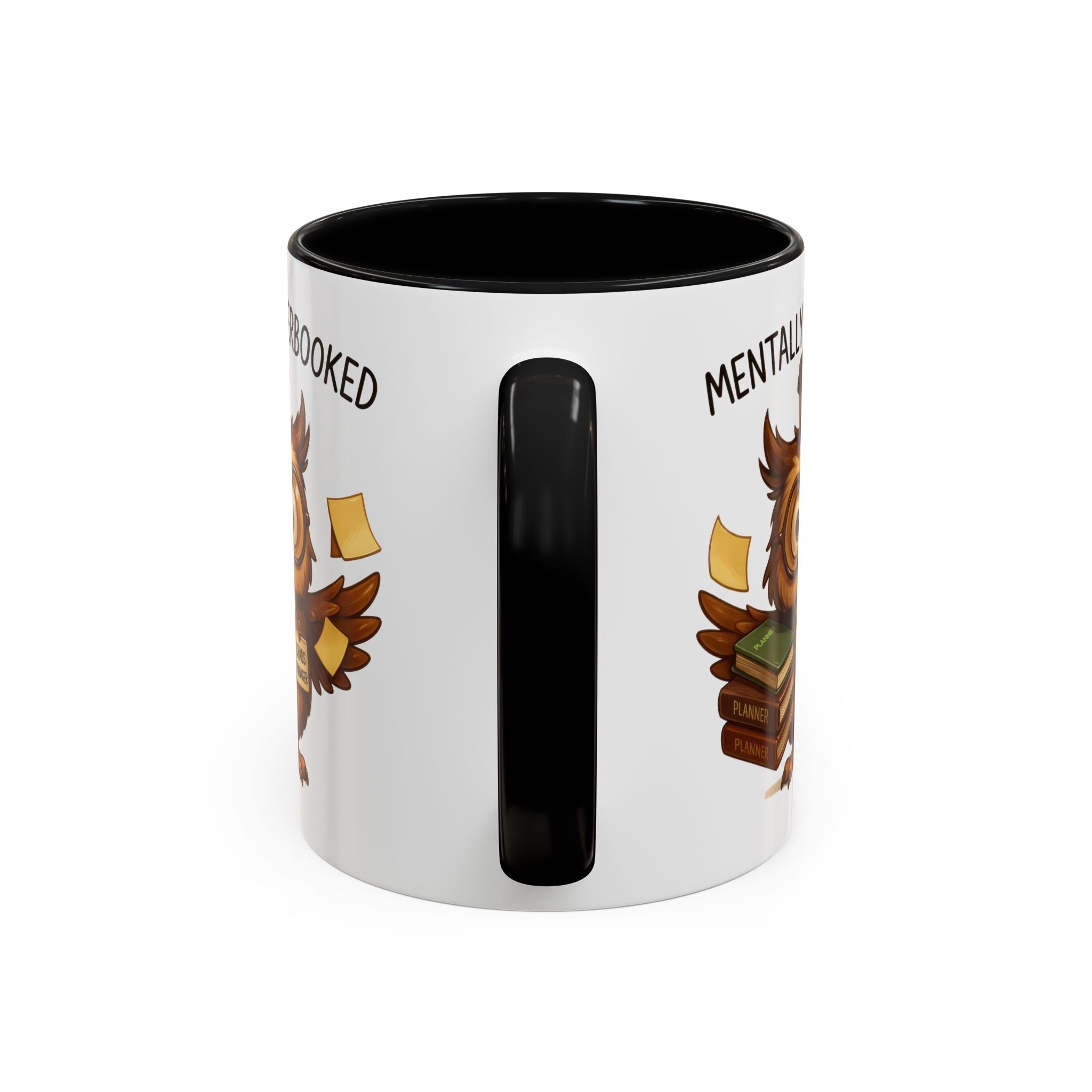 Cute Owl Coffee Mug | Mentally Overbooked Mug | Gifts for Book Lovers, Teacher Gifts, Office Decor, Funny Coffee Cup