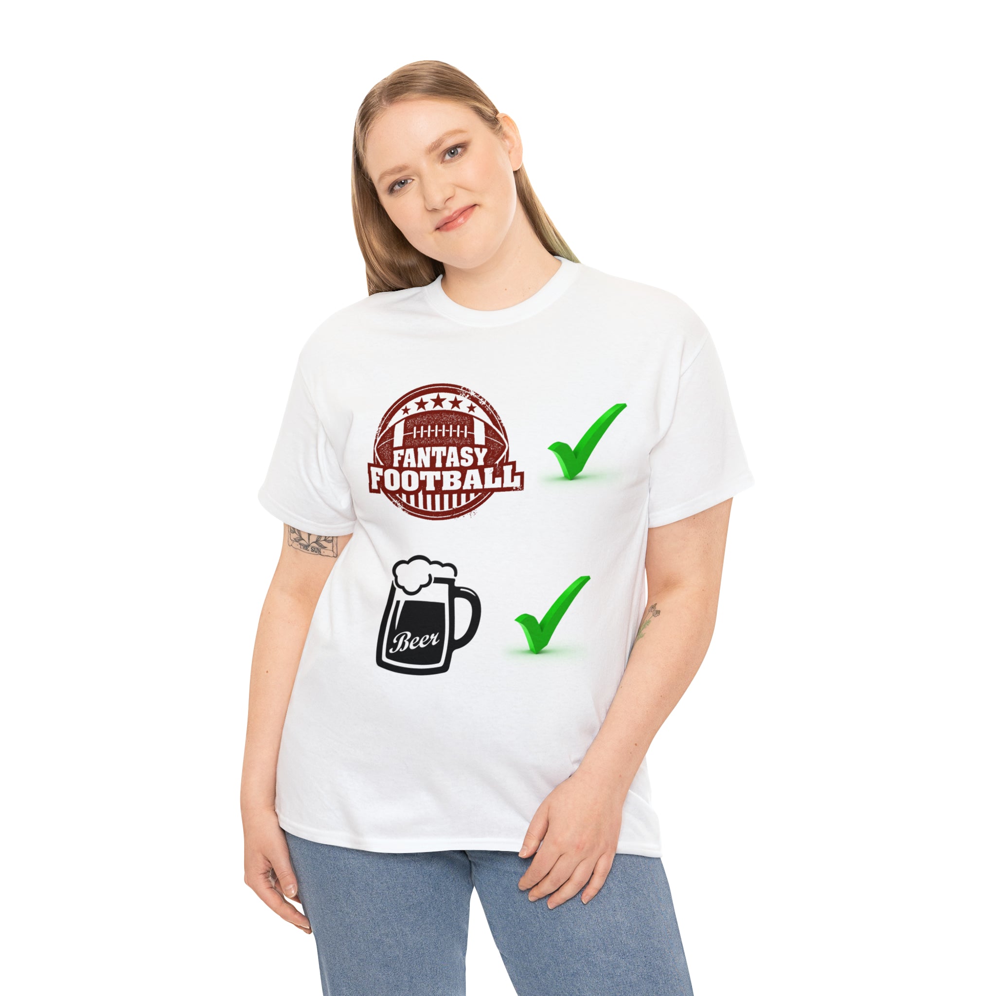 Fantasy football and beer Unisex Heavy Cotton Tee