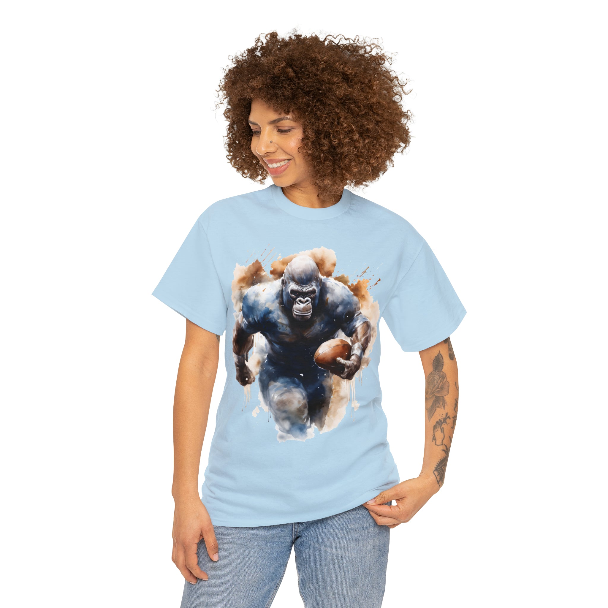funny Football gorilla t shirt gift Unisex Heavy Cotton Tee
