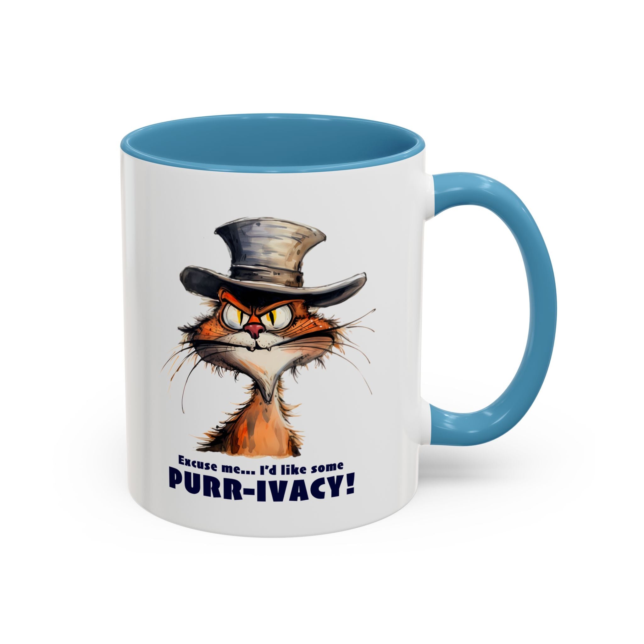 Funny Cat Coffee Mug - Purr-ivacy & Puppy Humor, Gifts for Cat Lovers, Home Office Accessories, Birthday, Pet Owner Mug