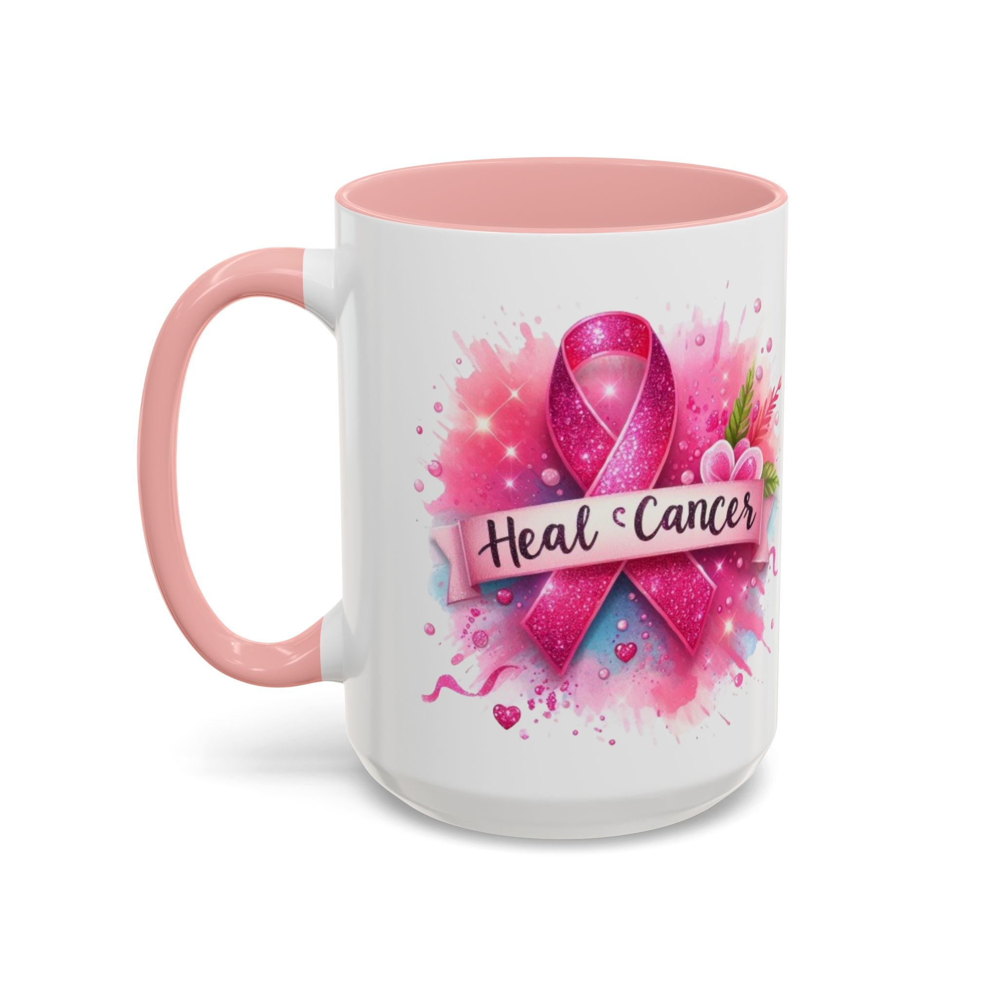 Pink Ribbon Healing Coffee Mug | Support Cancer Awareness | Inspirational Gift | Breast Cancer Support | 11oz & 15oz Options