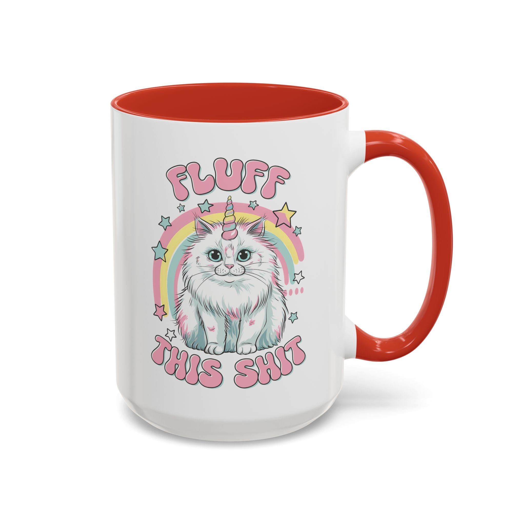 Whimsical Cat Coffee Mug - "Fluff This Shit" funny adult humor sarcasm