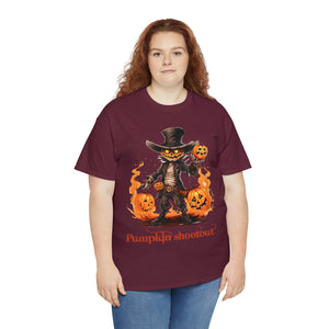 Halloween t shirt pumpkin western style shootout funny fall fun scary stocking stuffer for whole family  cotton tee